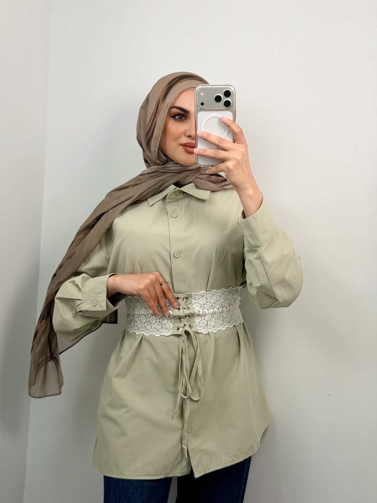 Lace Corset Button-Down Tunic