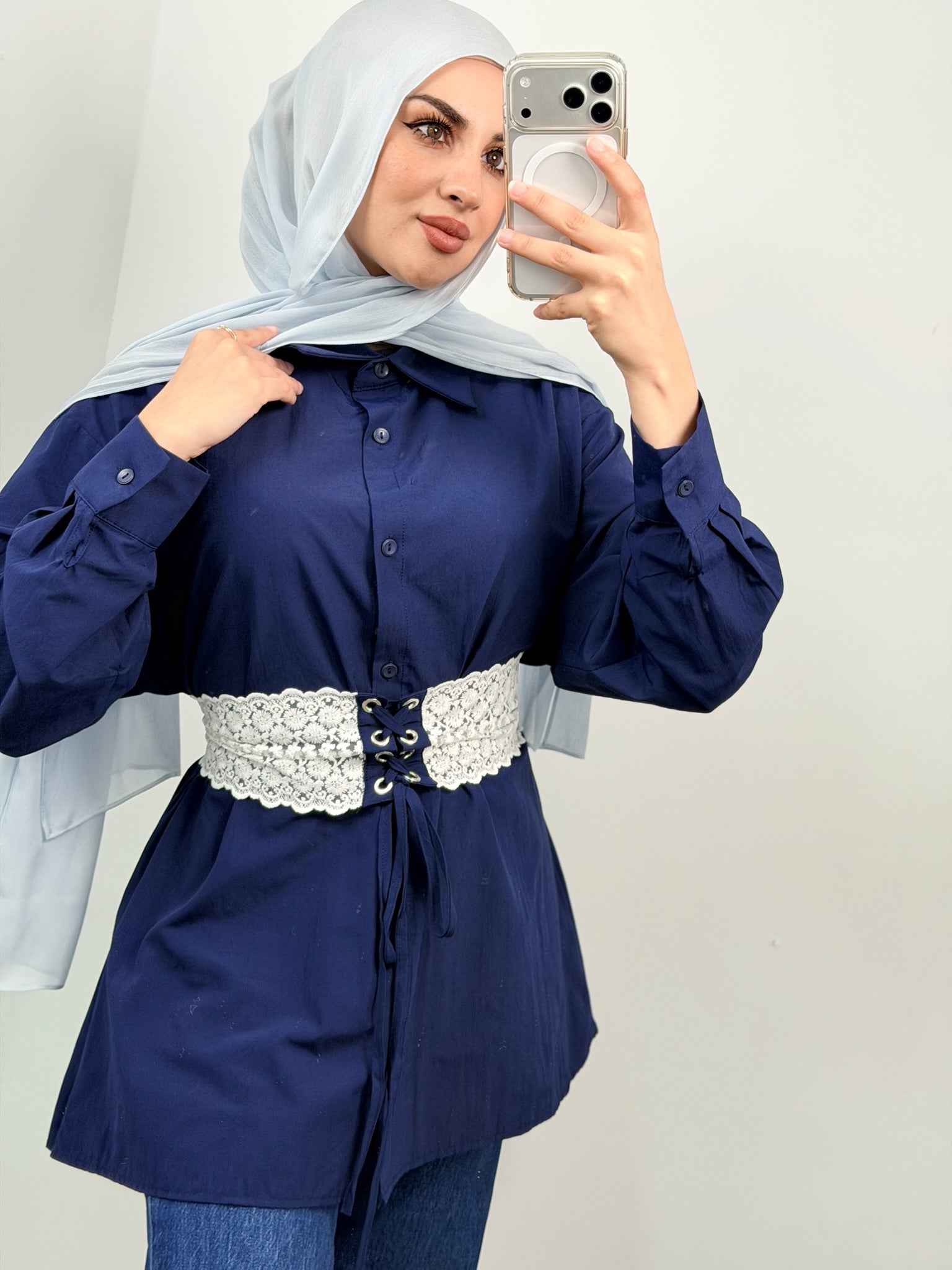 Lace Corset Button-Down Tunic