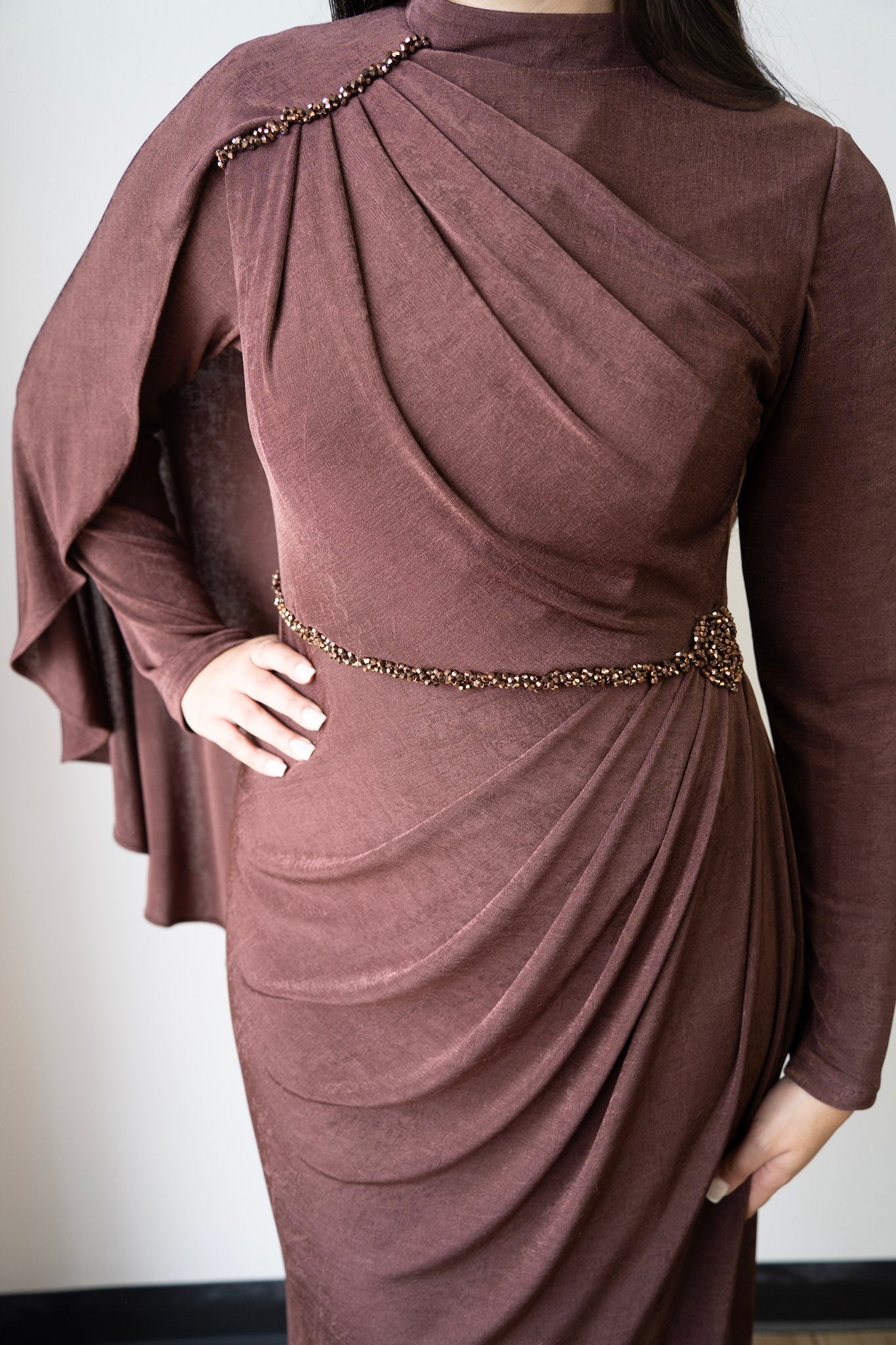 Draped Beaded Gown