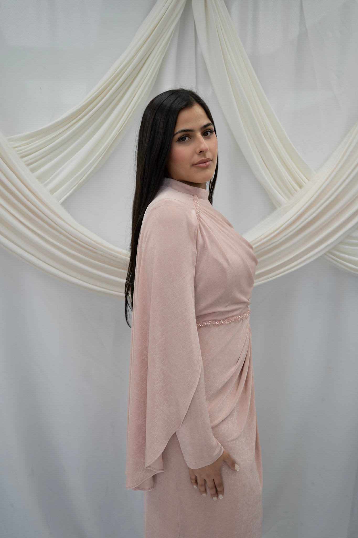 Draped Beaded Gown