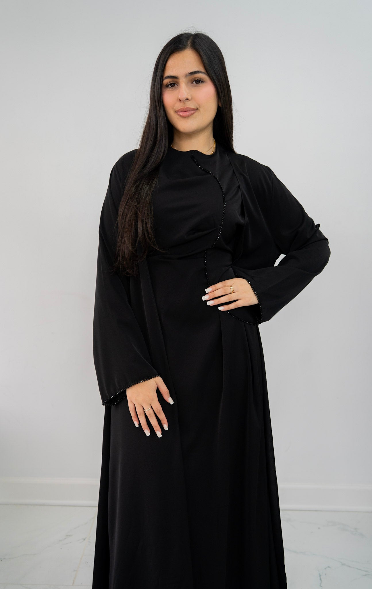 Embellished Trim Abaya