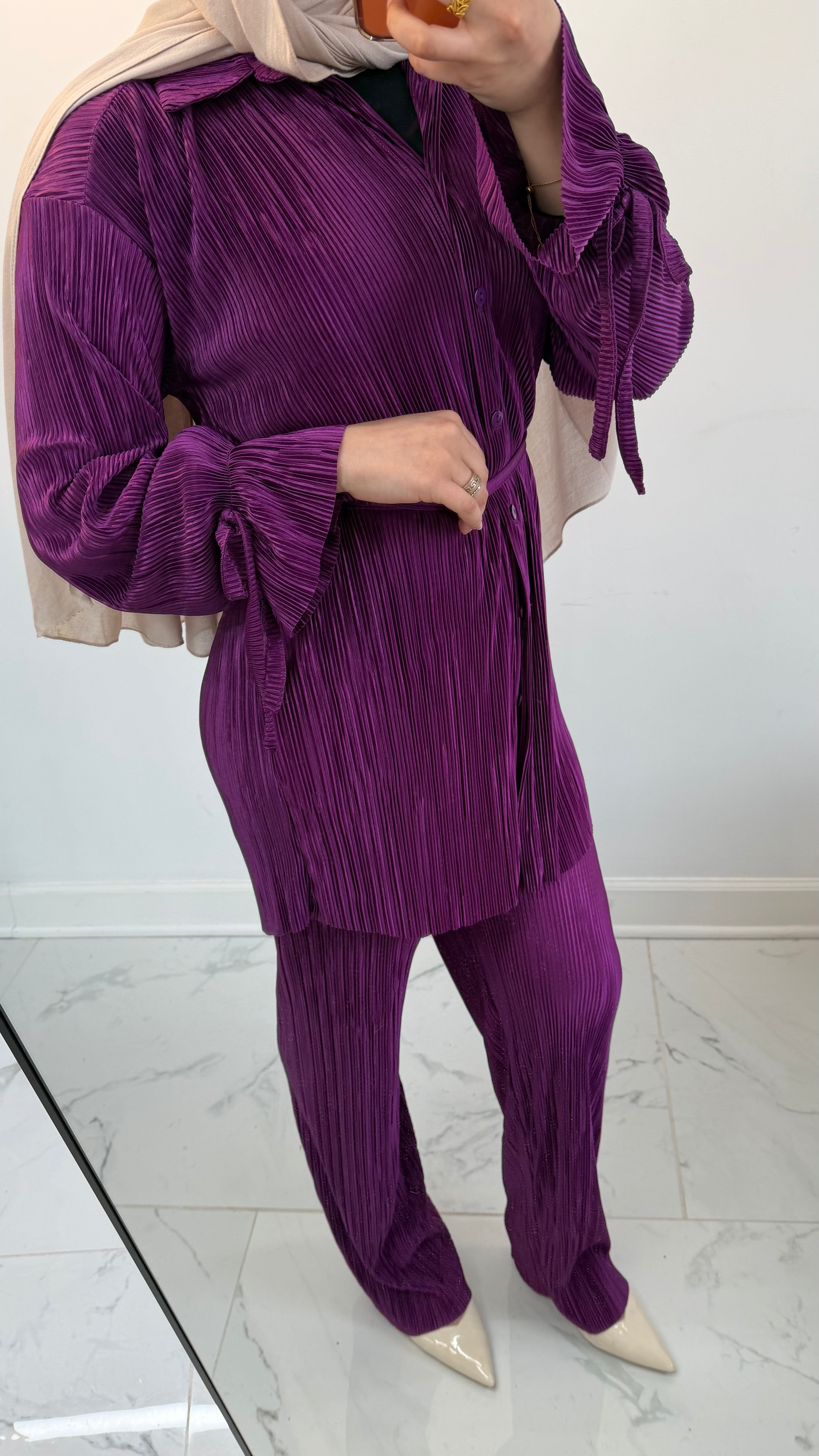 Zara Pleated Button-Down Co-ord Set