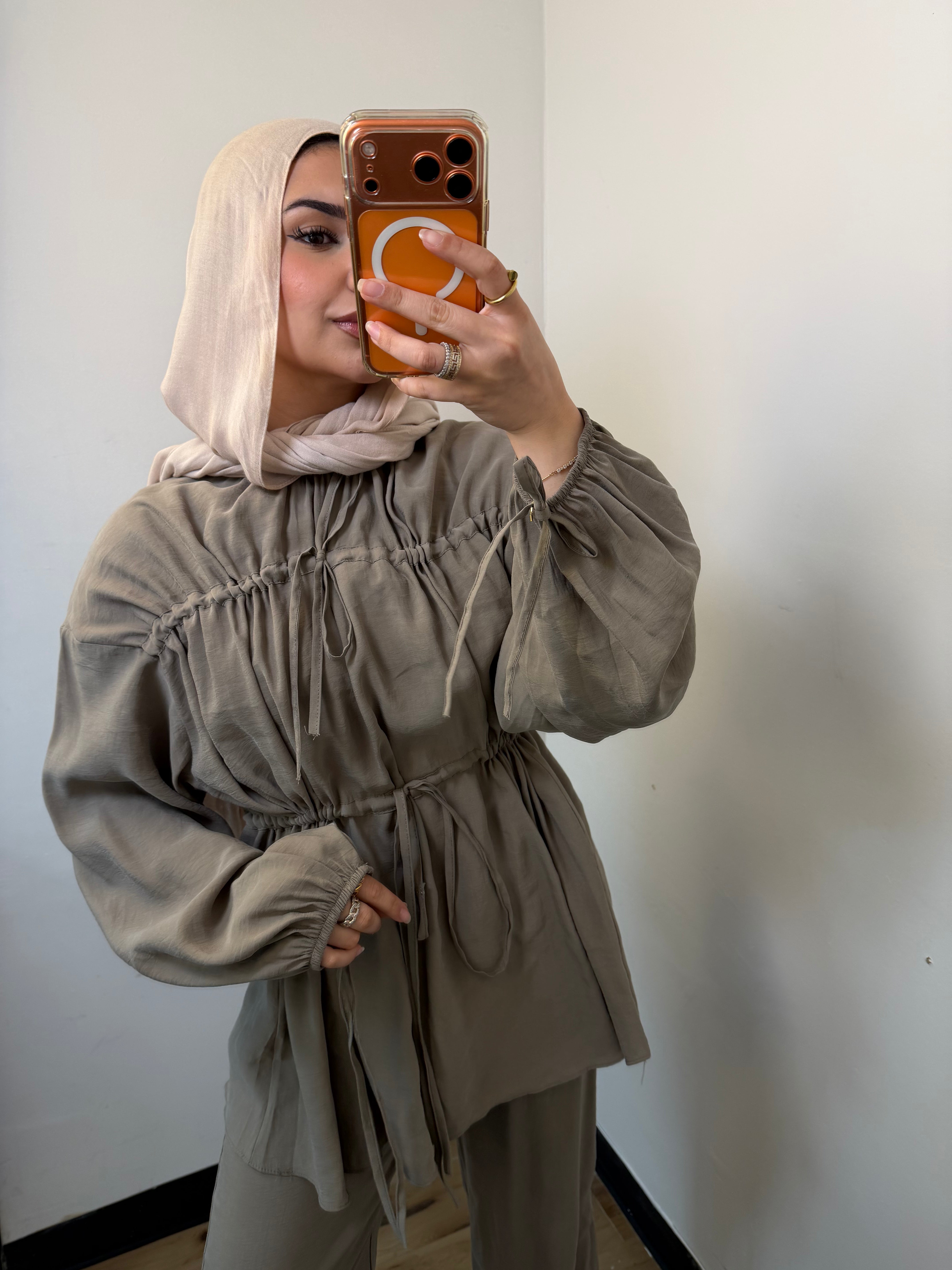 Nura Drawstring Ruffle Top
