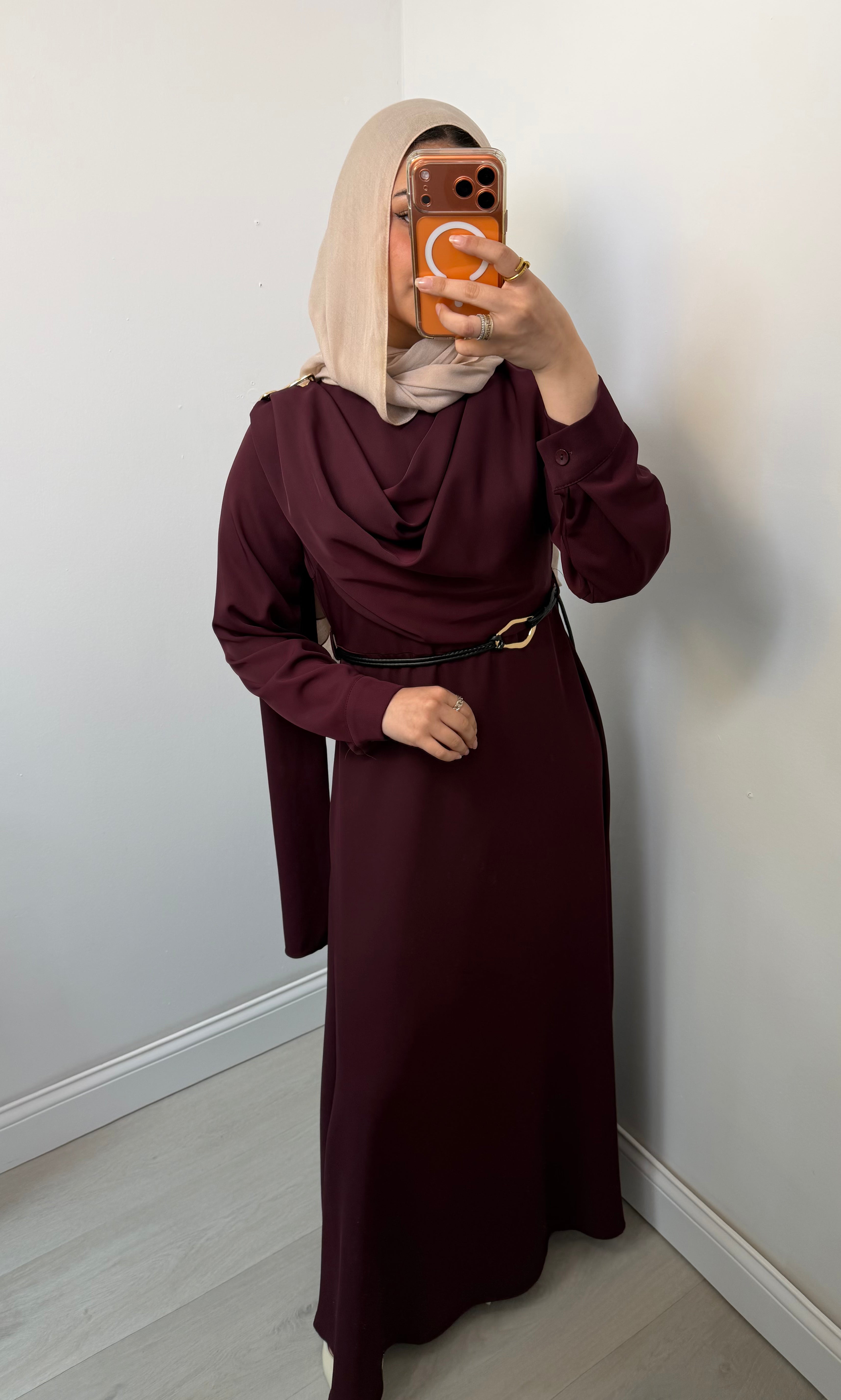 Cowl Neck Belted Maxi Dress