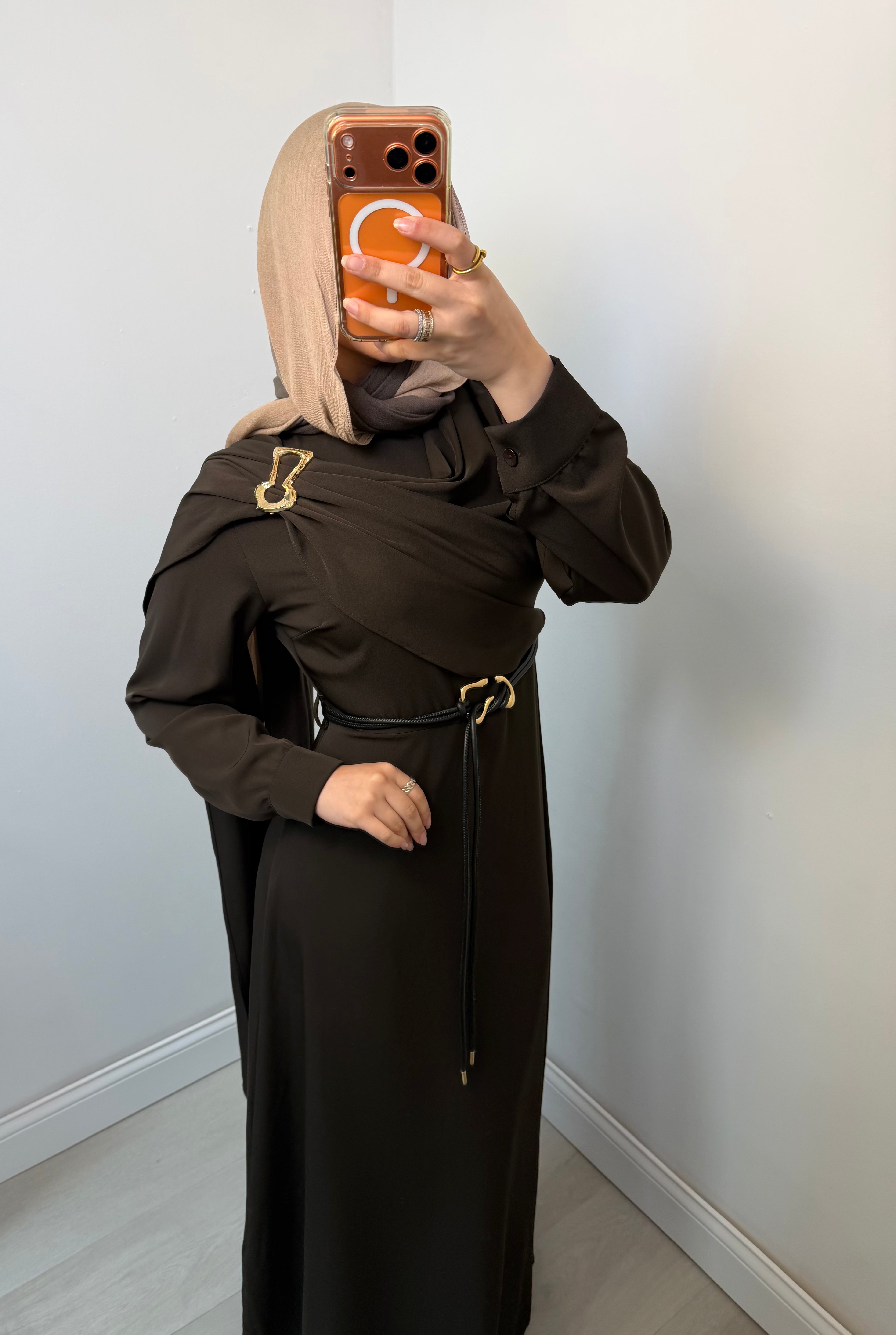 Cowl Neck Belted Maxi Dress