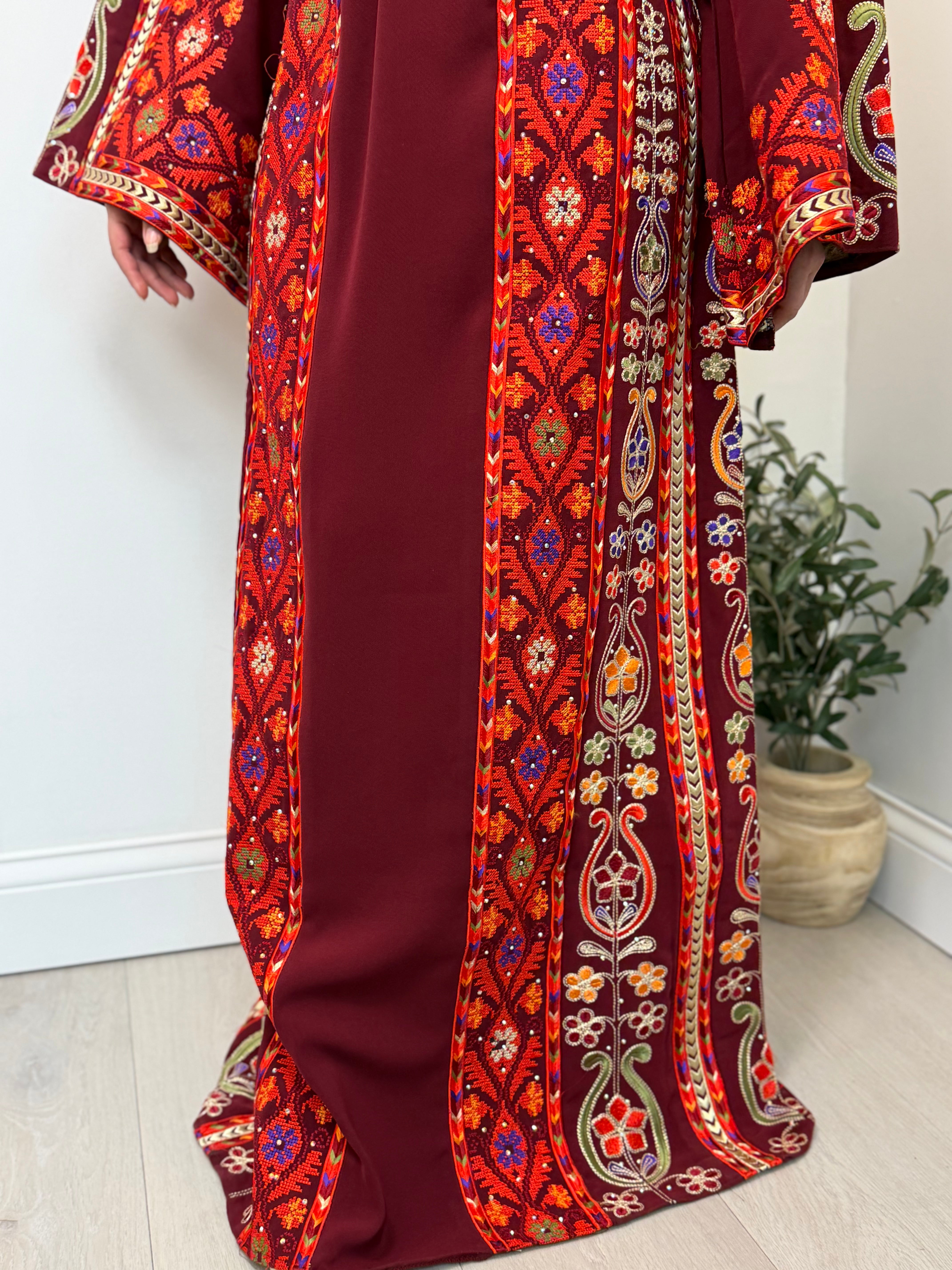 Dania Crimson Embroidered Thobe