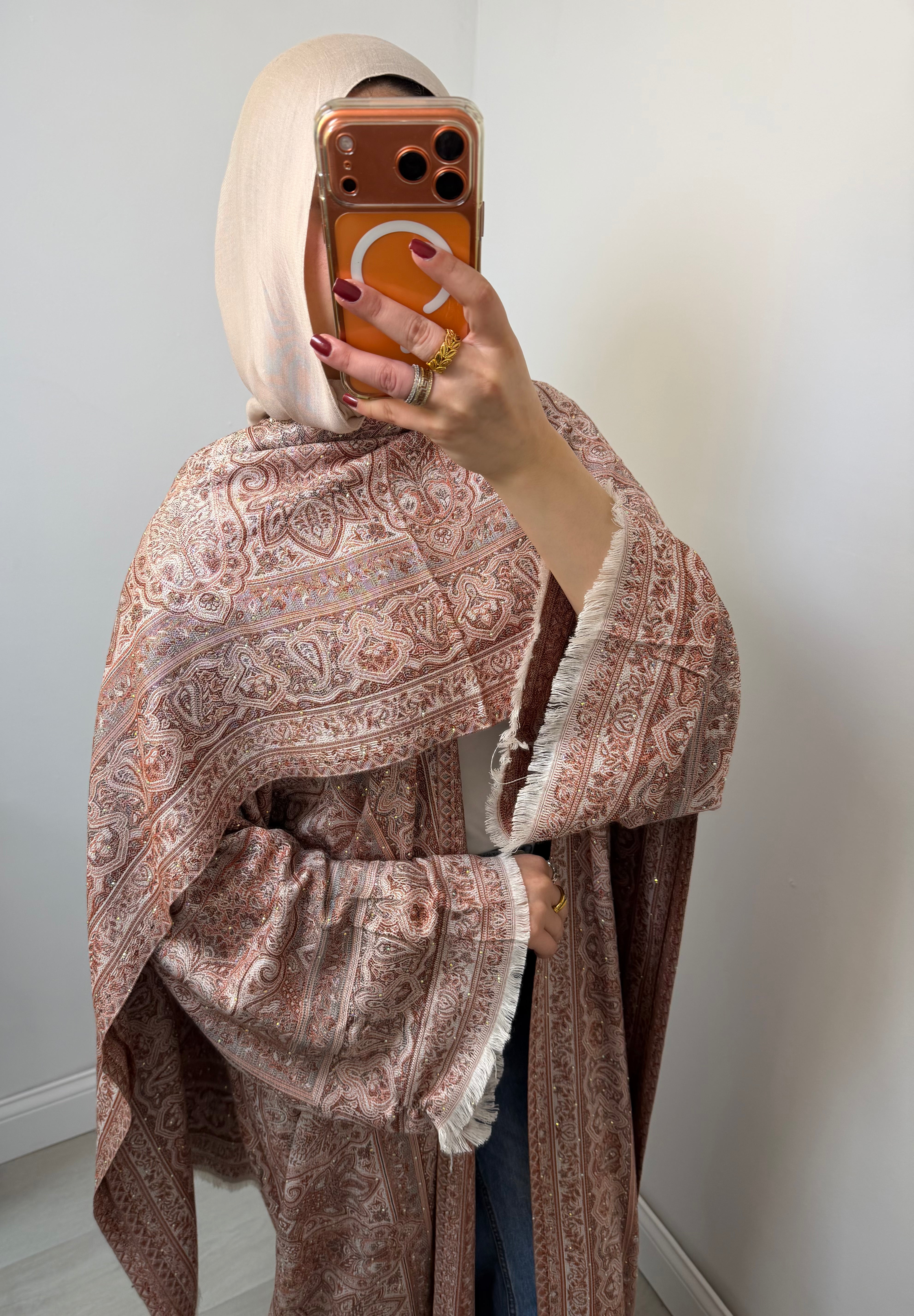 Pashmina Abaya in Mocha Bloom