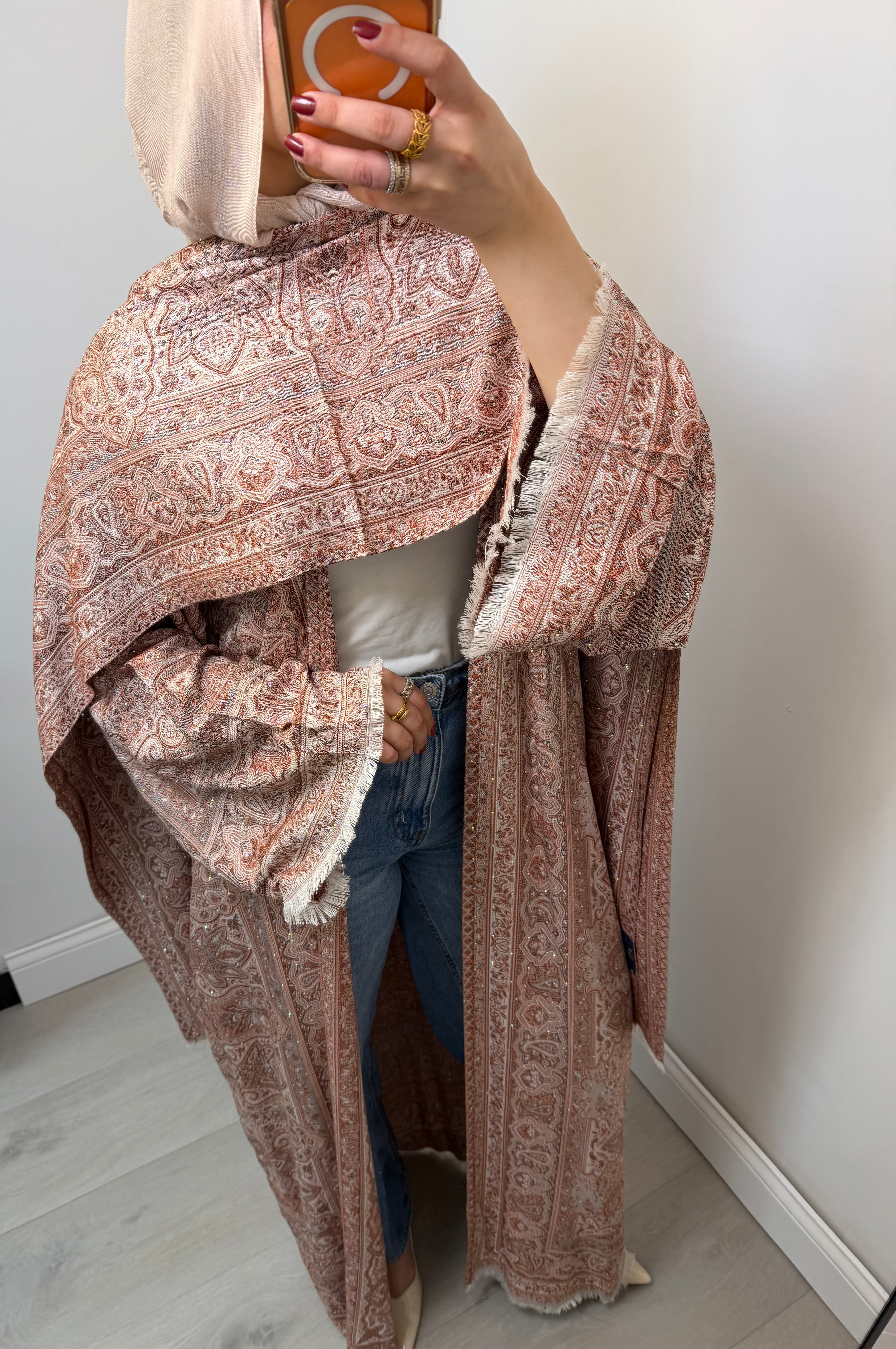 Pashmina Abaya in Mocha Bloom