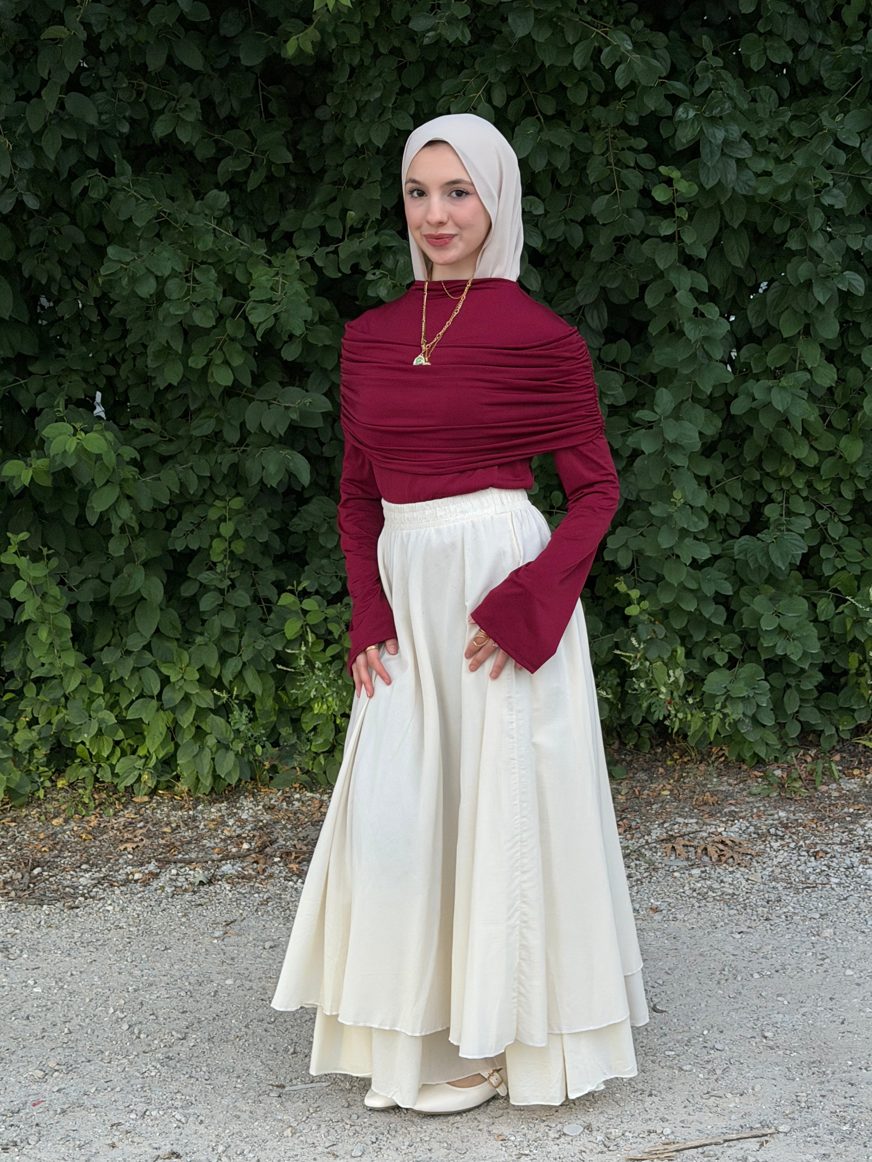 Draped Long Sleeve Top