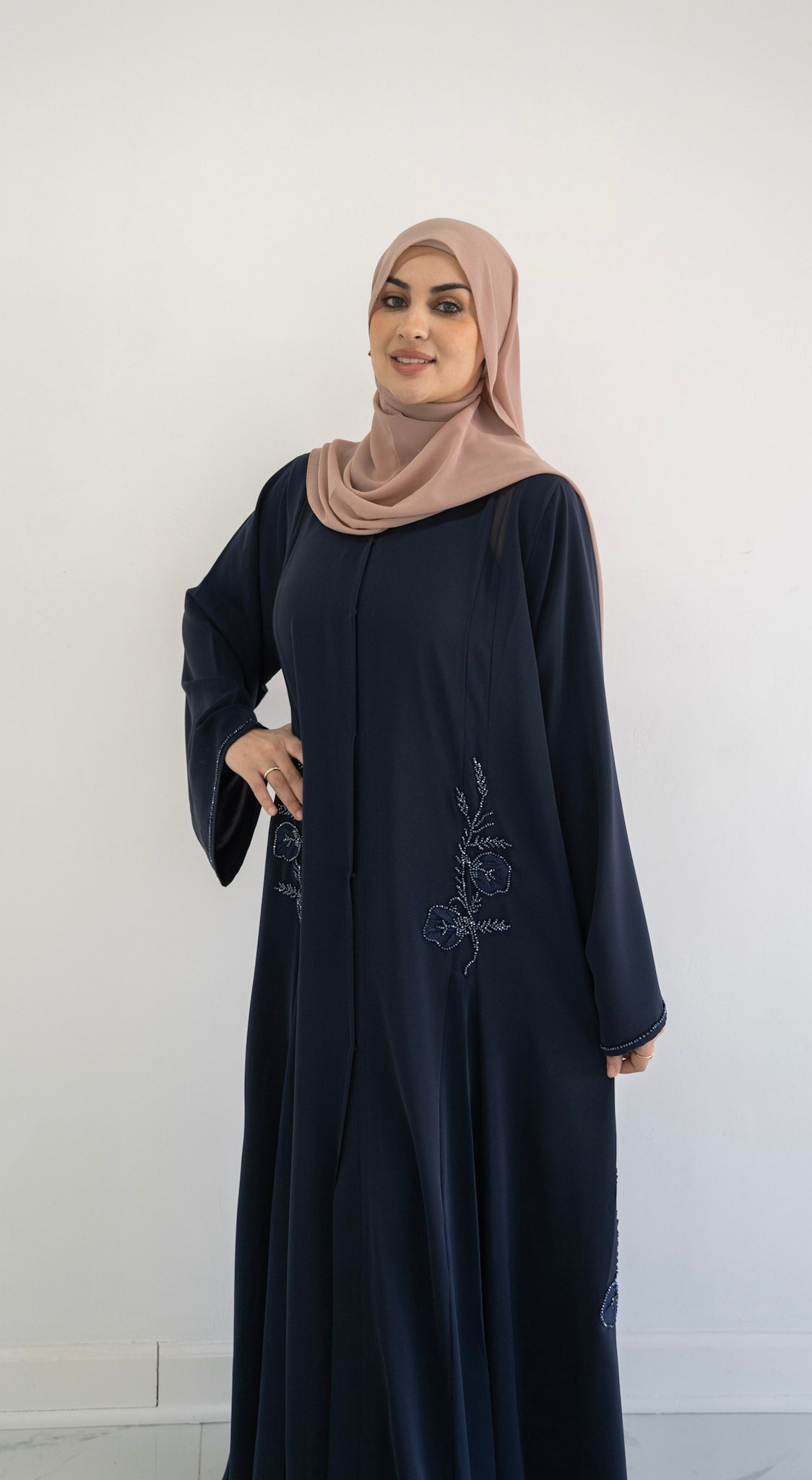 Midnight Petal Abaya Navy