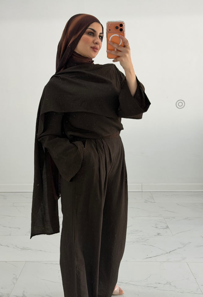 Drape Co-ord set Brown