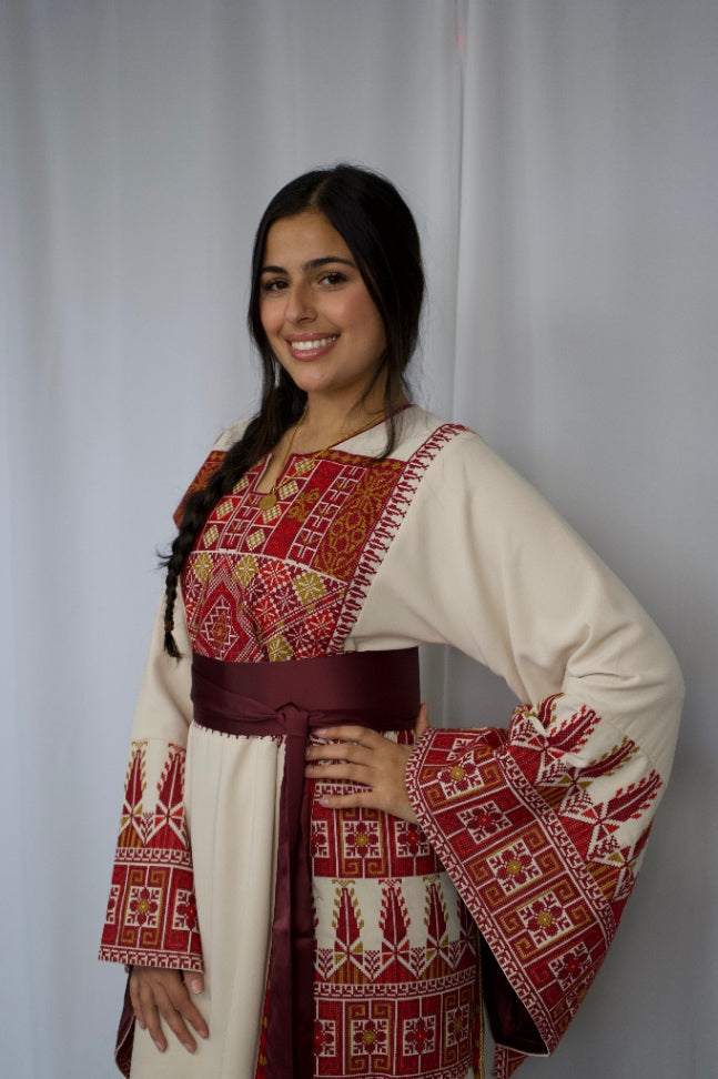 Ruby Heritage Thobe Beige