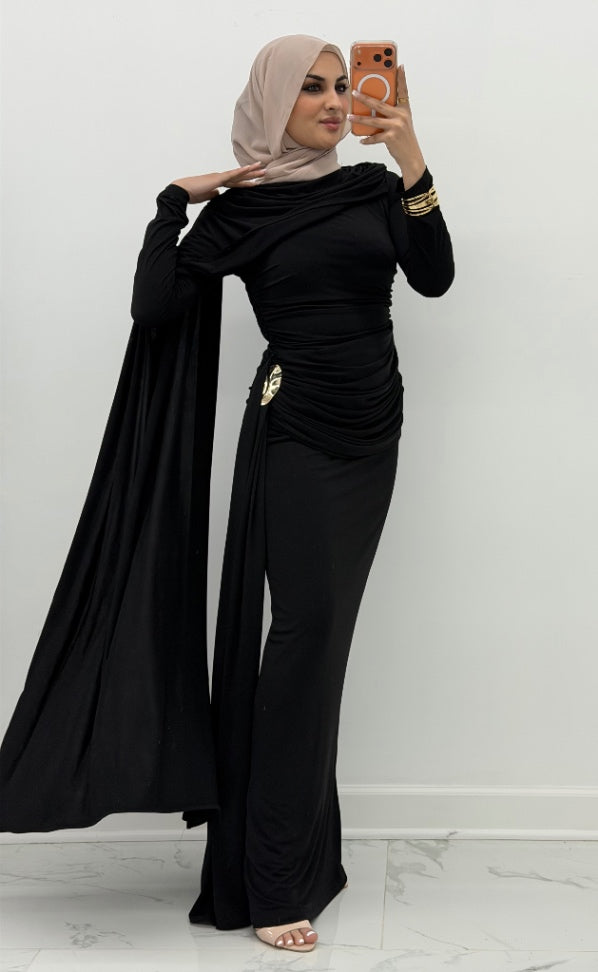 Veloura Drape Dress Black