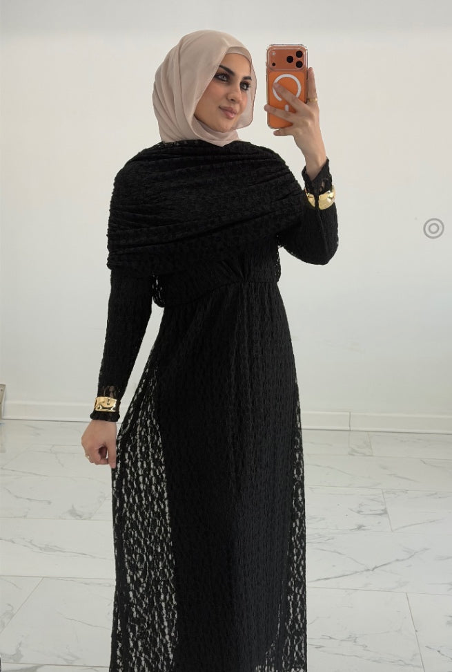 Veil Lace Dress Black