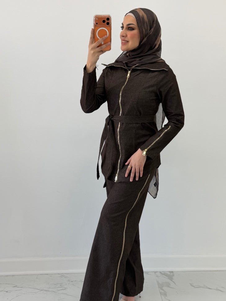 Amara Zip Set Brown