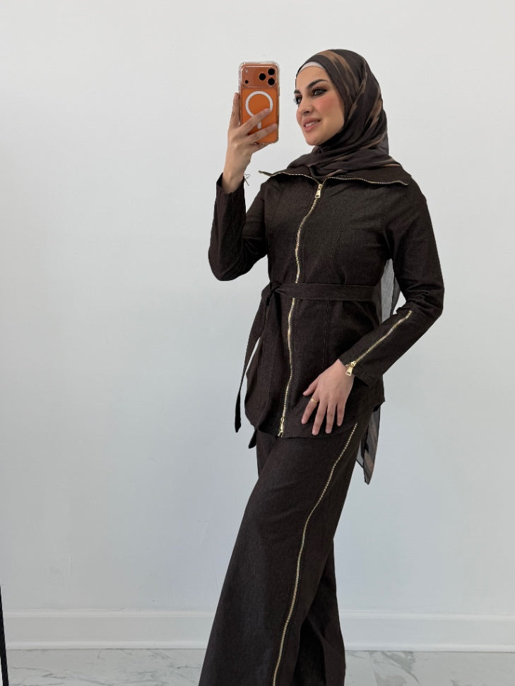 Amara Zip Set Brown