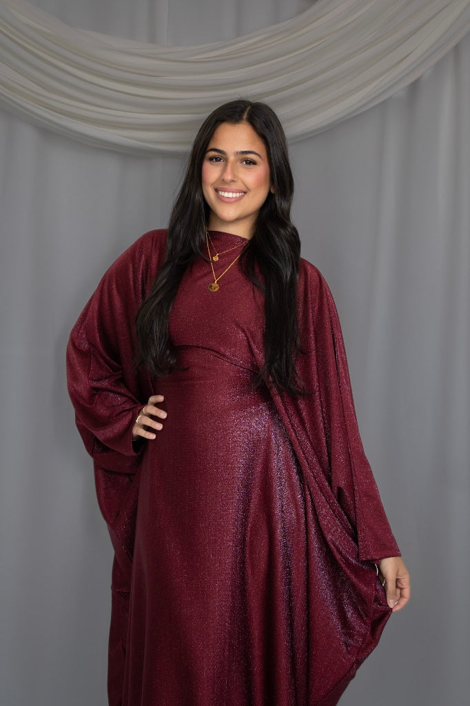 Noura Abaya Burgundy