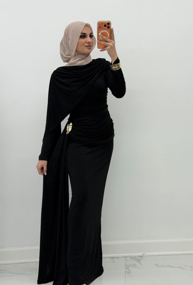 Veloura Drape Dress Black