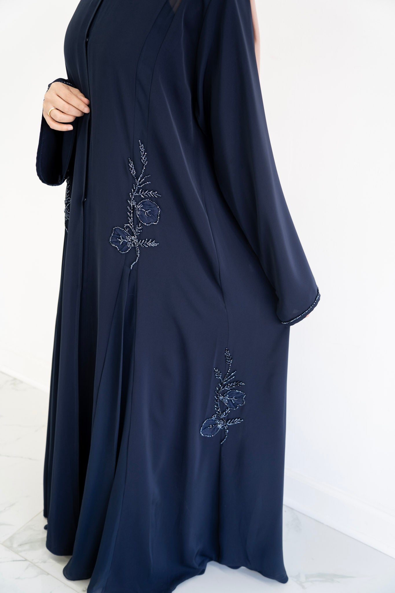 Midnight Petal Abaya Navy