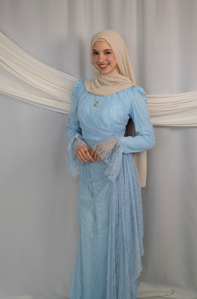 Lace Evening Gown SkyBlue