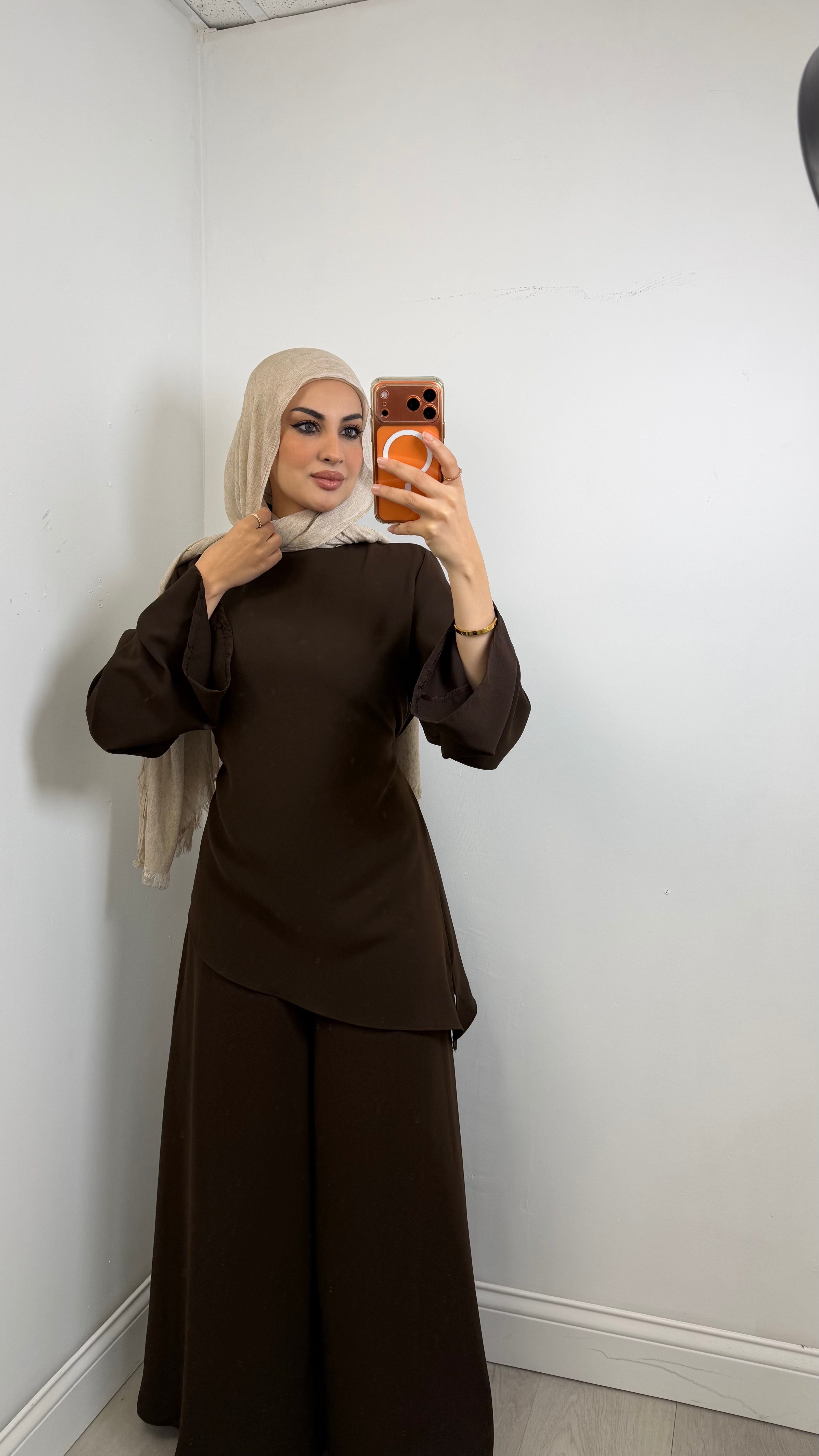 Rima Co-Ord Set in Dark Chocolate - front view