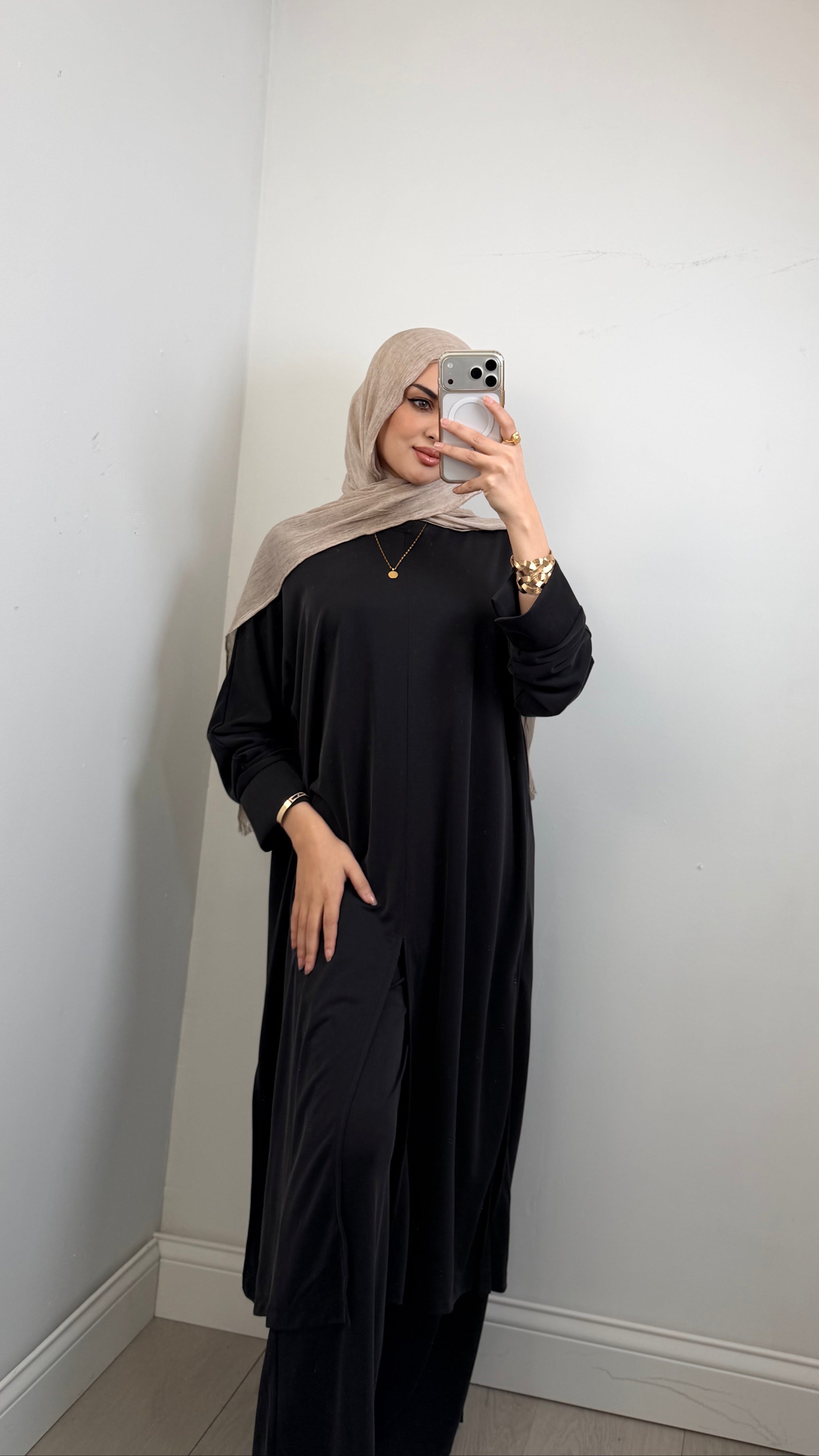 Yasmin Co-Ord Set in Black - full length