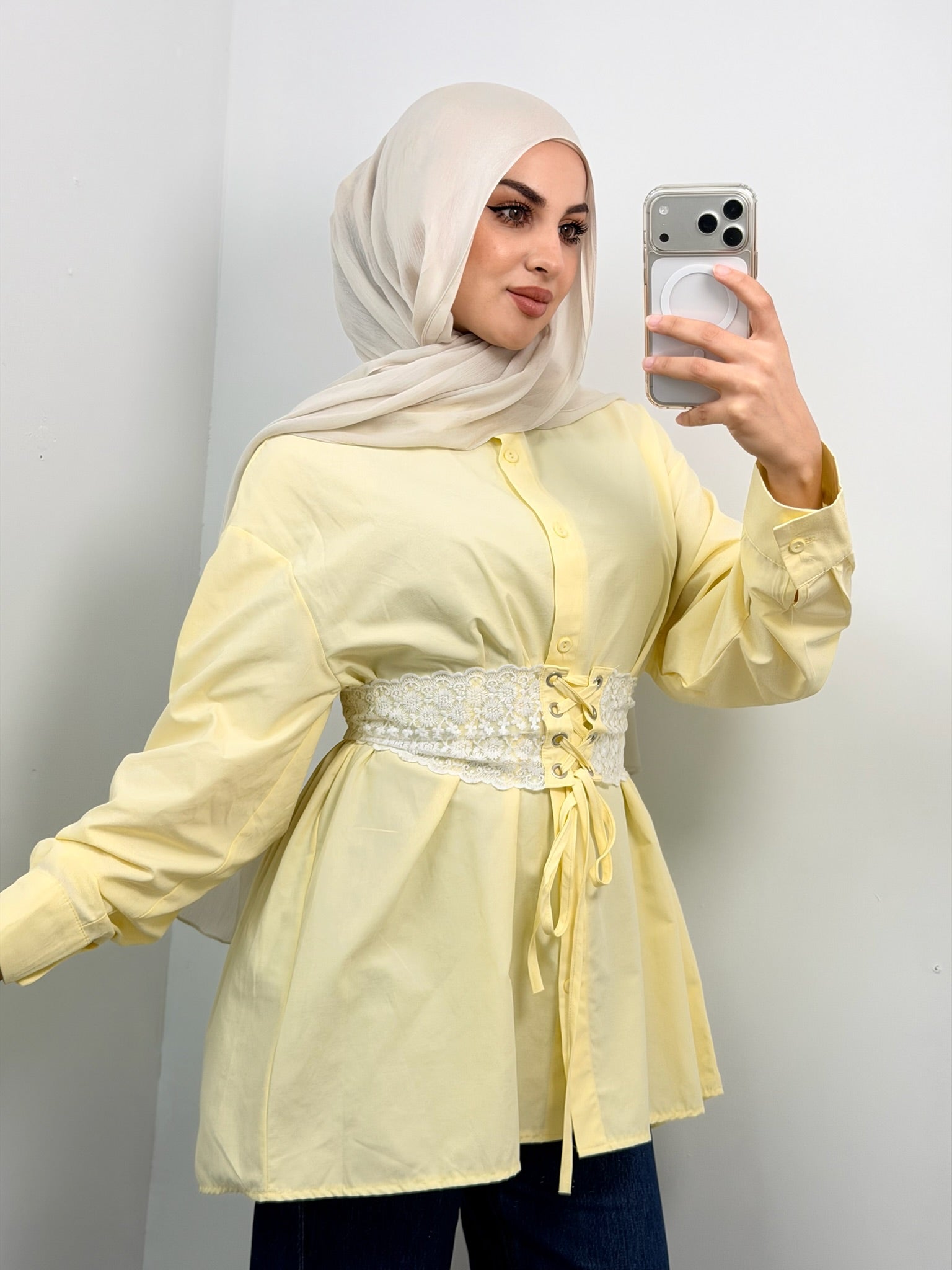 Lace Corset Button-Down Tunic