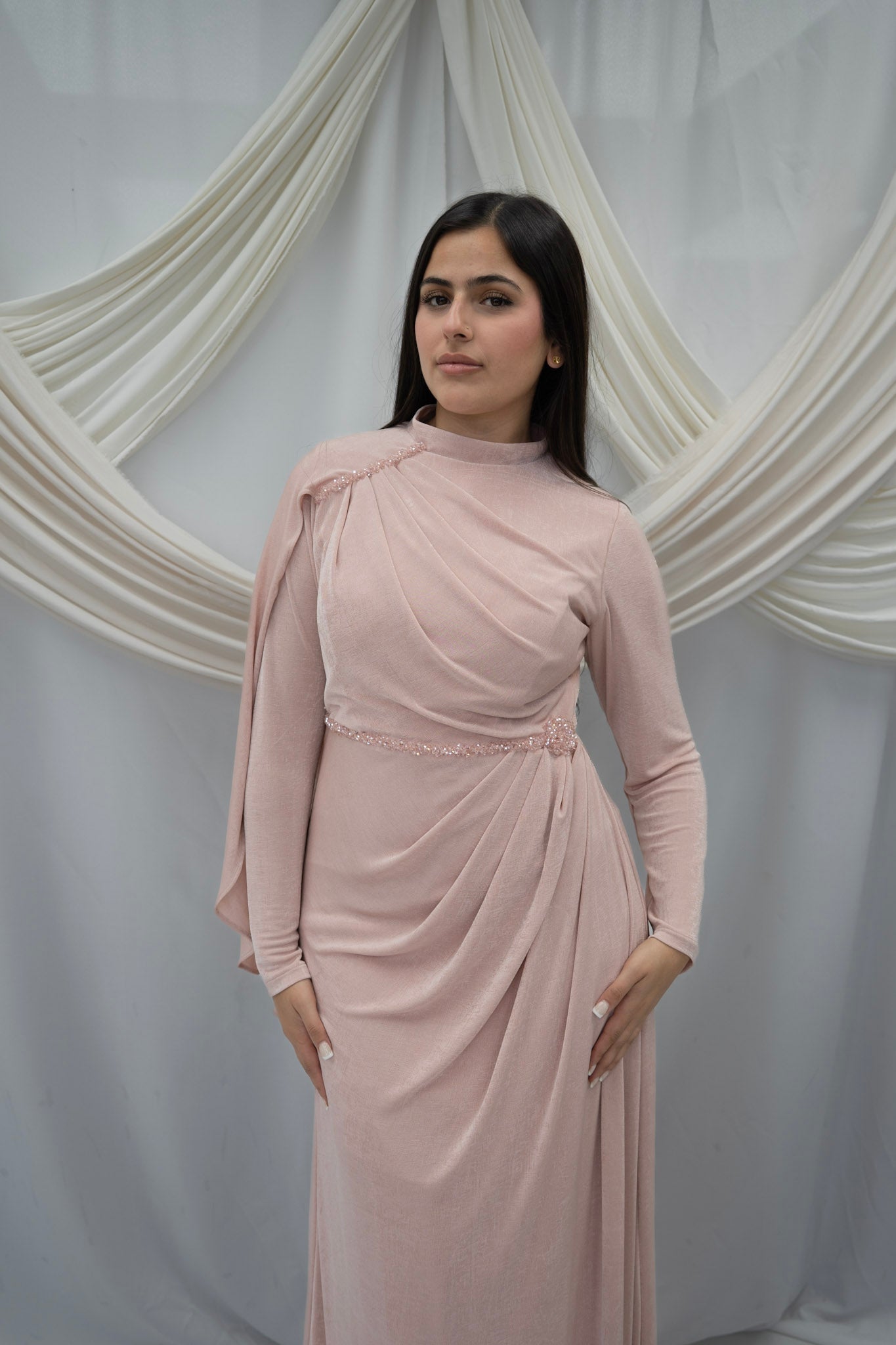 Draped Beaded Gown