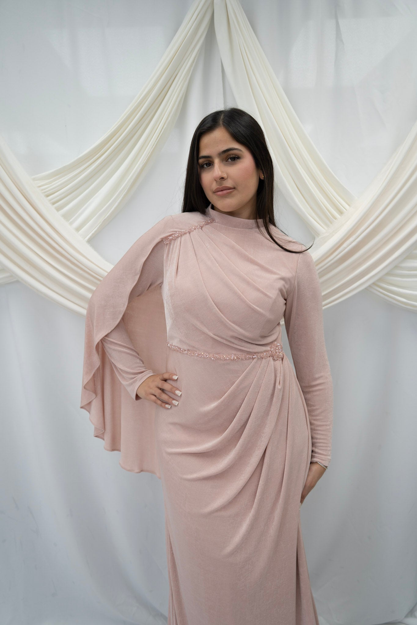 Draped Beaded Gown
