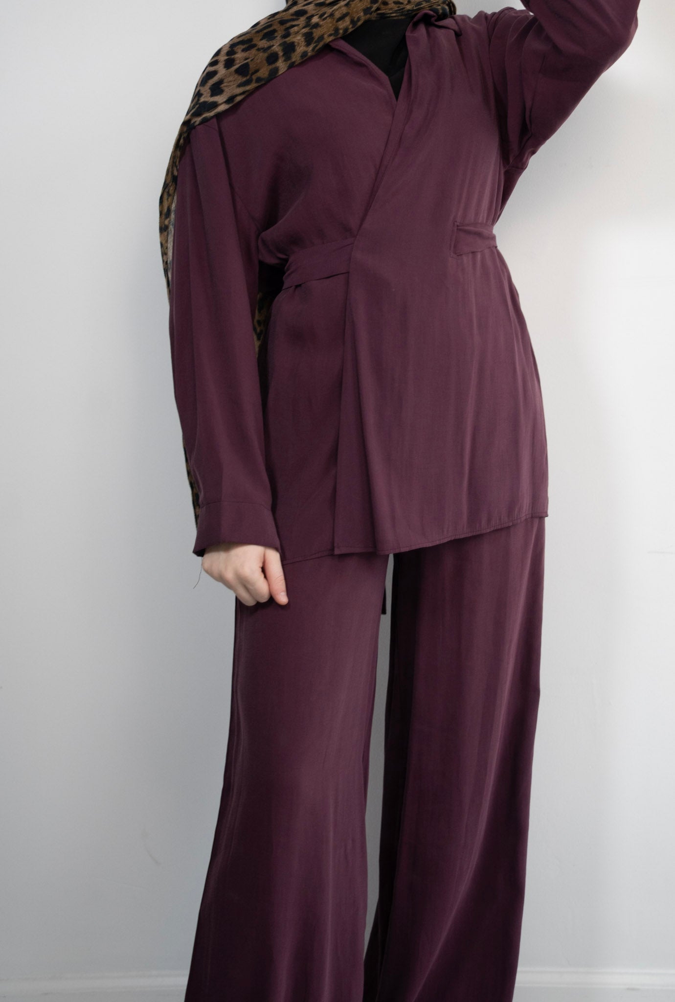 Belted Wrap Shirt Set