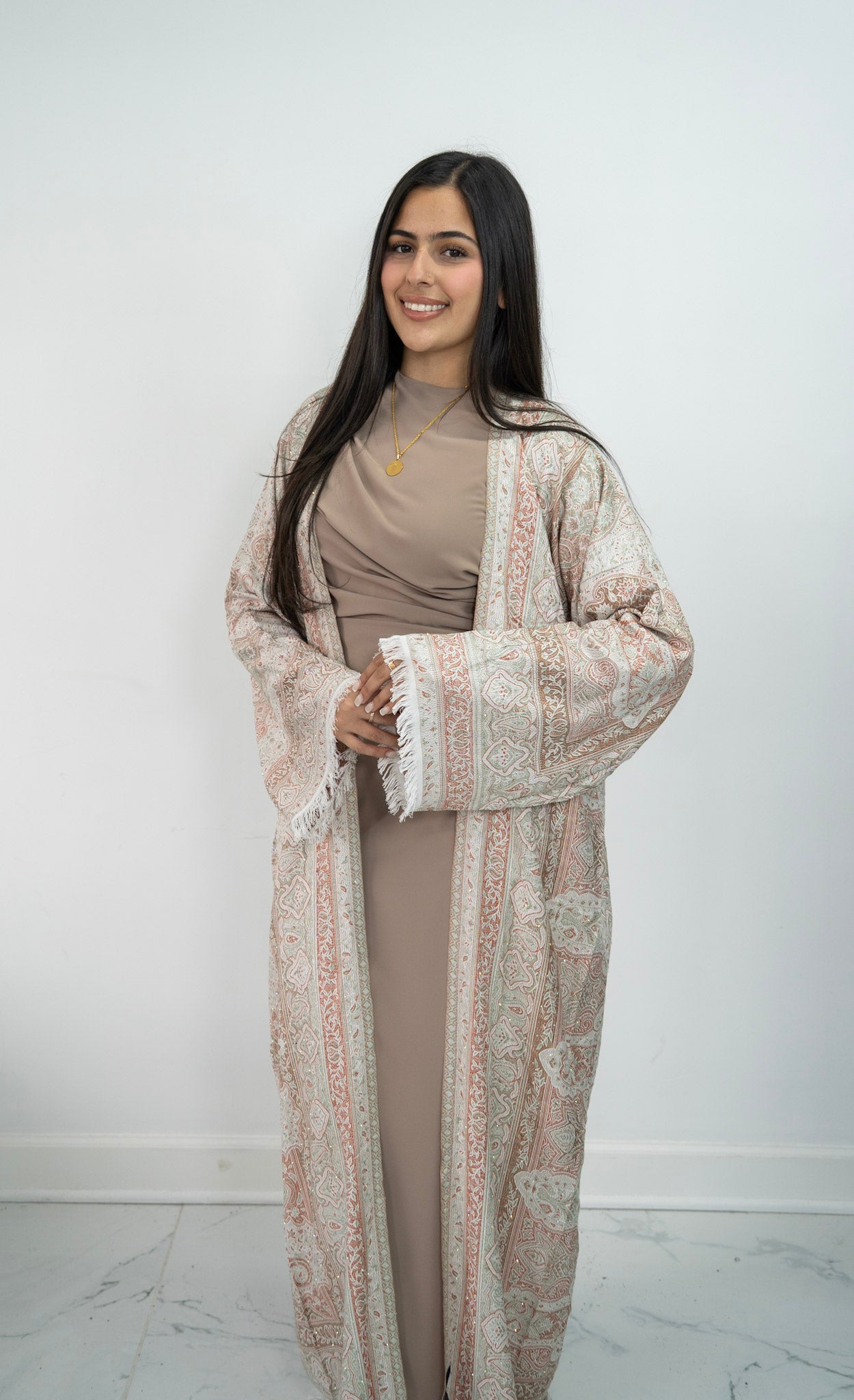 Pashmina Abaya- peach