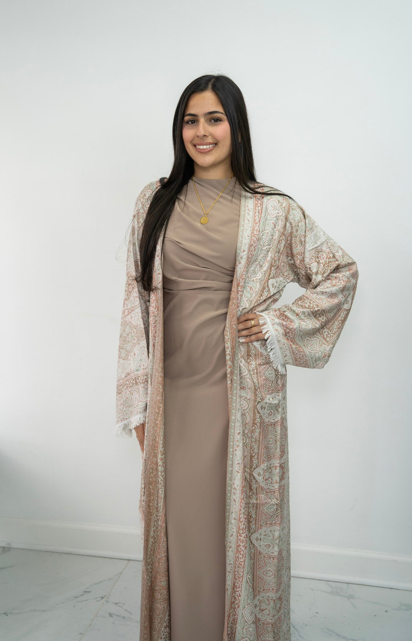 Pashmina Abaya- peach