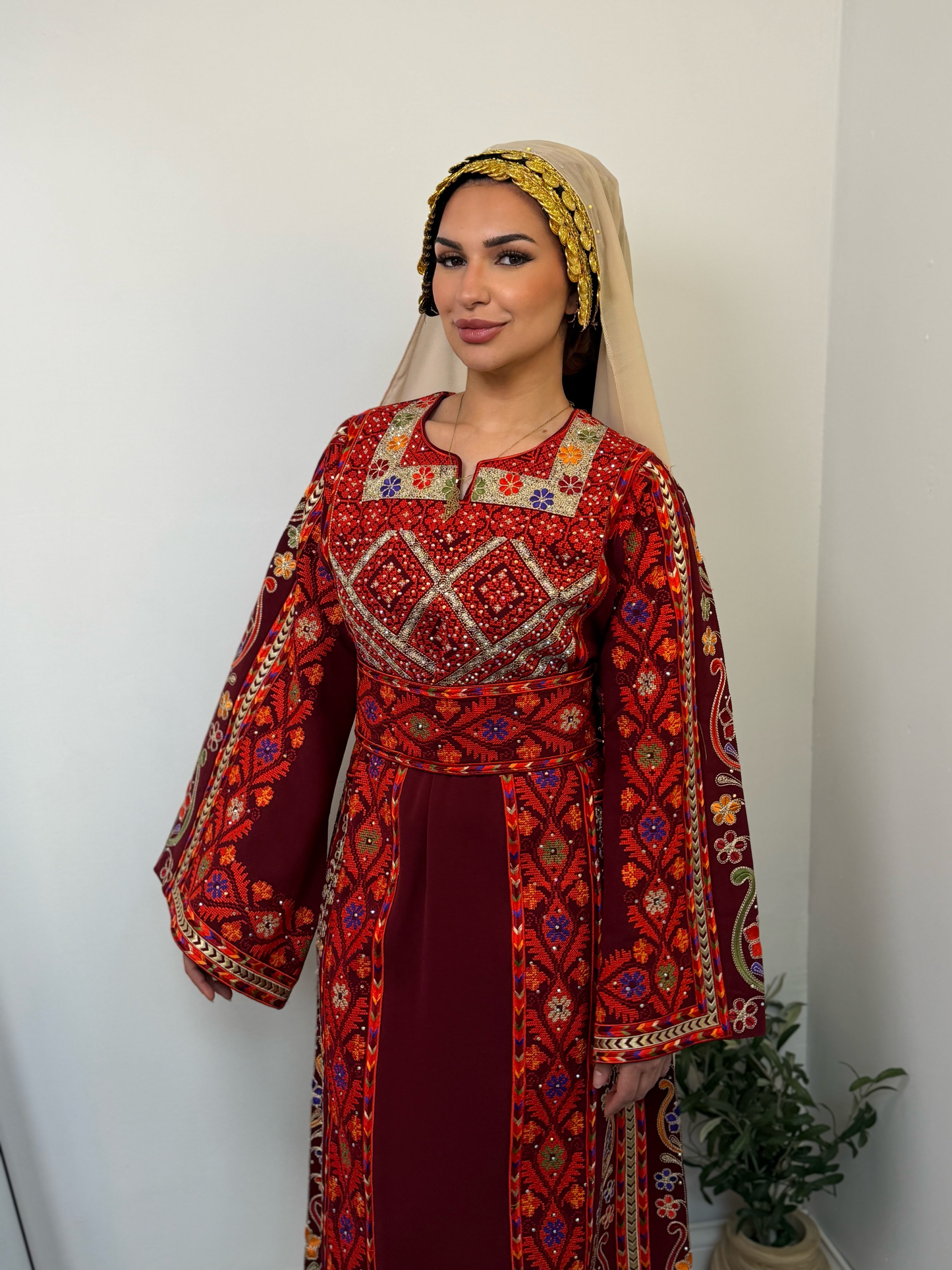 Dania Crimson Embroidered Thobe