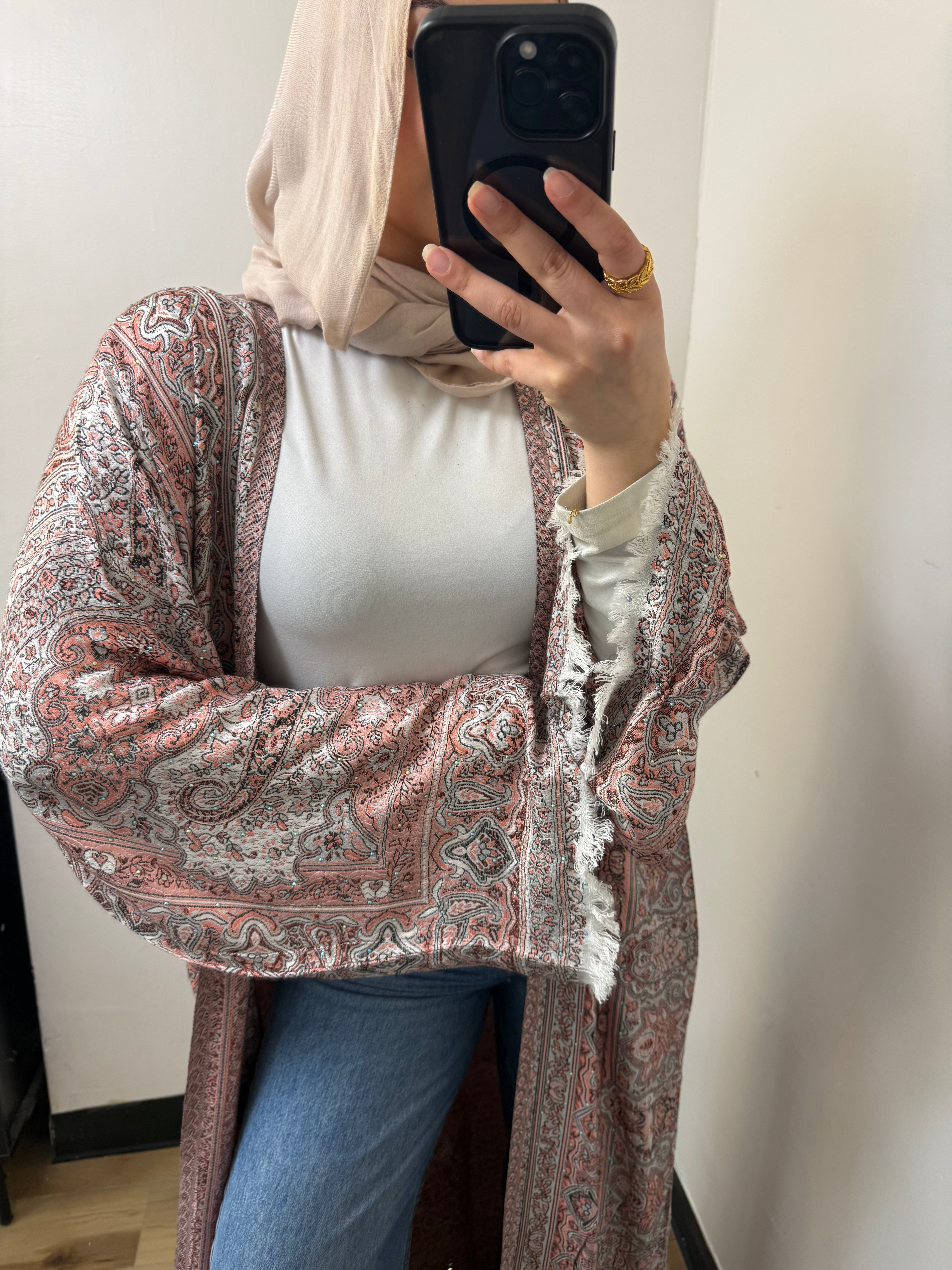 pashmina abaya-  Antique Rose Paisley