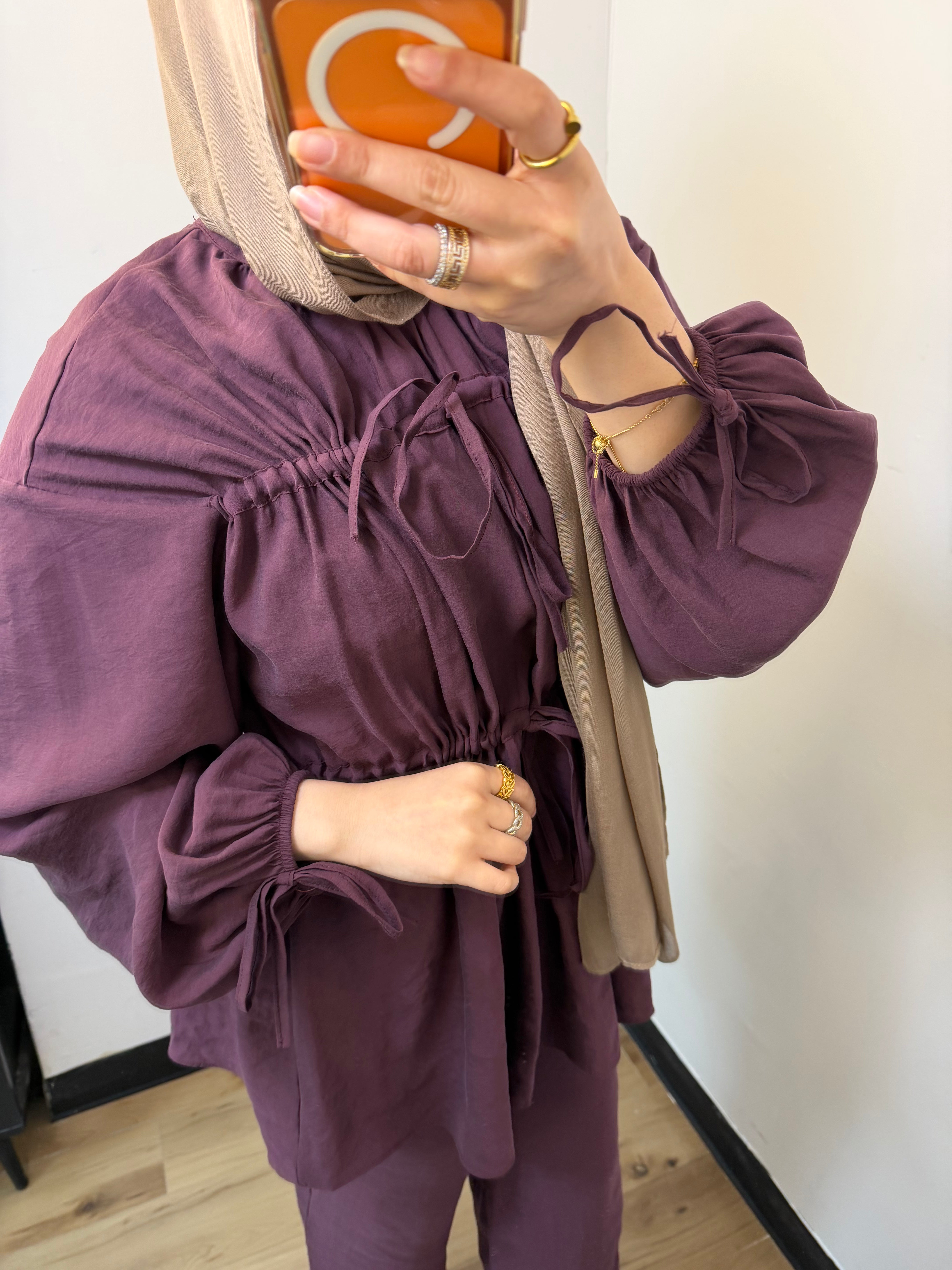 Nura Drawstring Ruffle Top