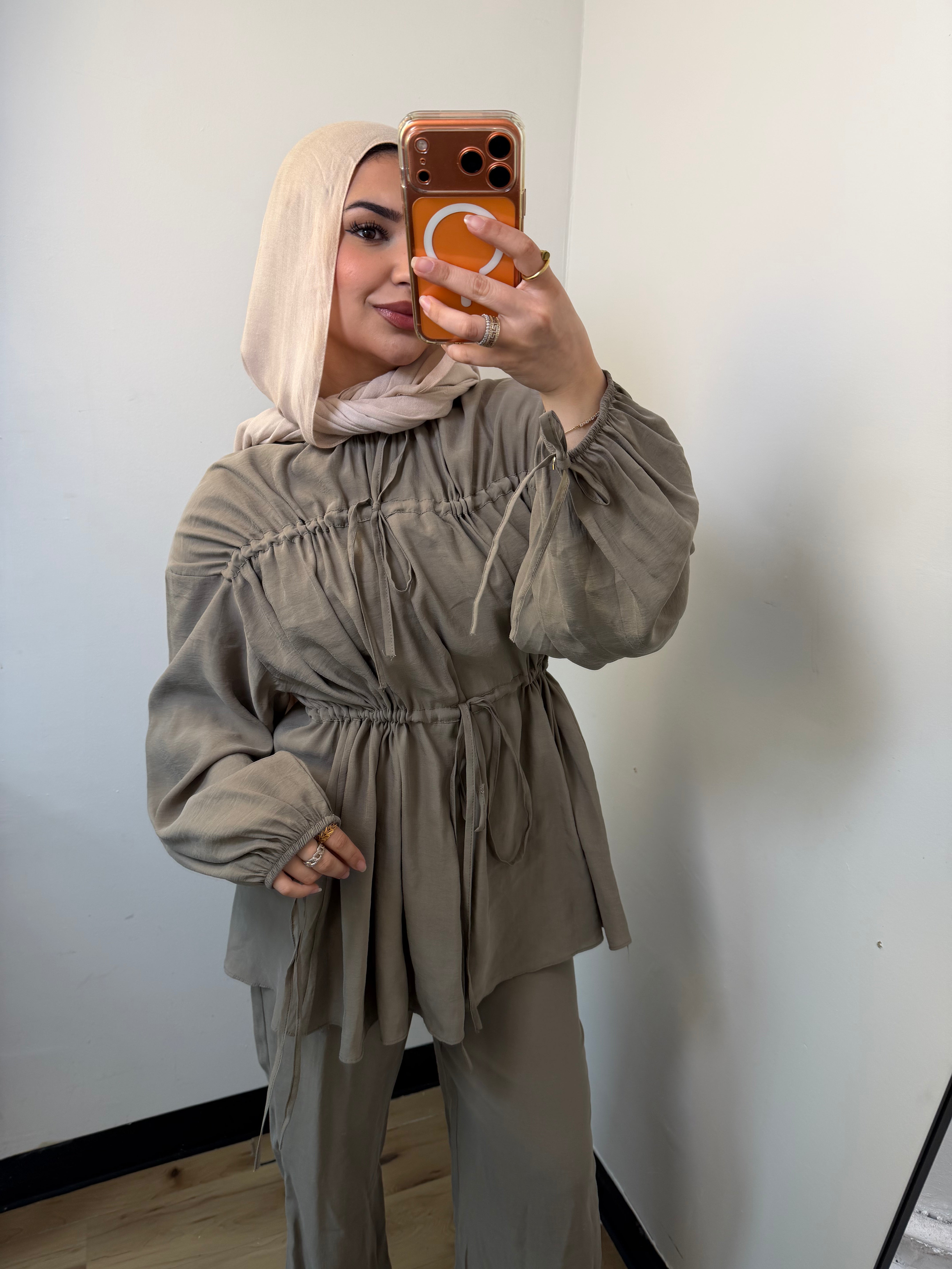 Nura Drawstring Ruffle Top
