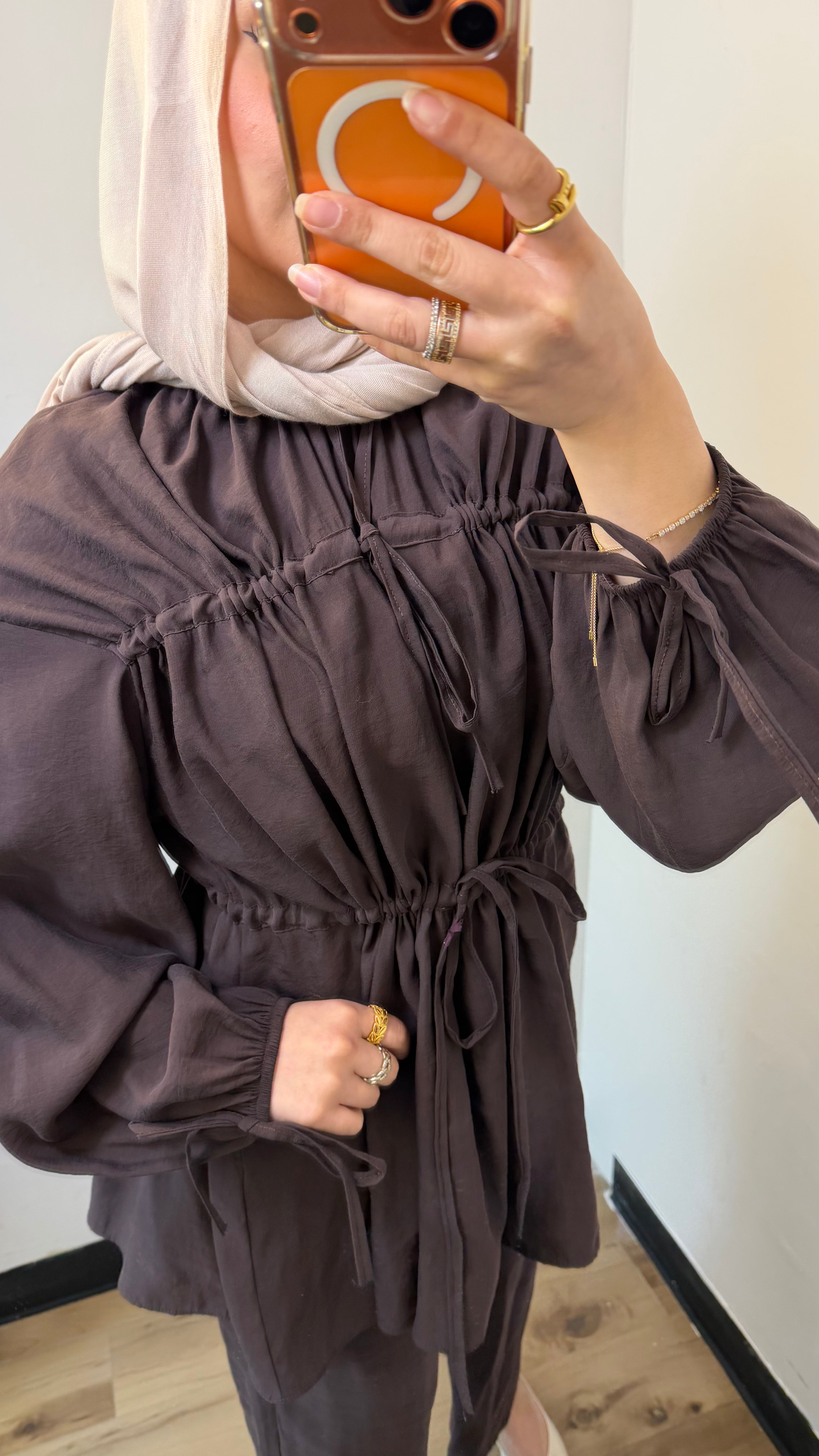 Nura Drawstring Ruffle Top