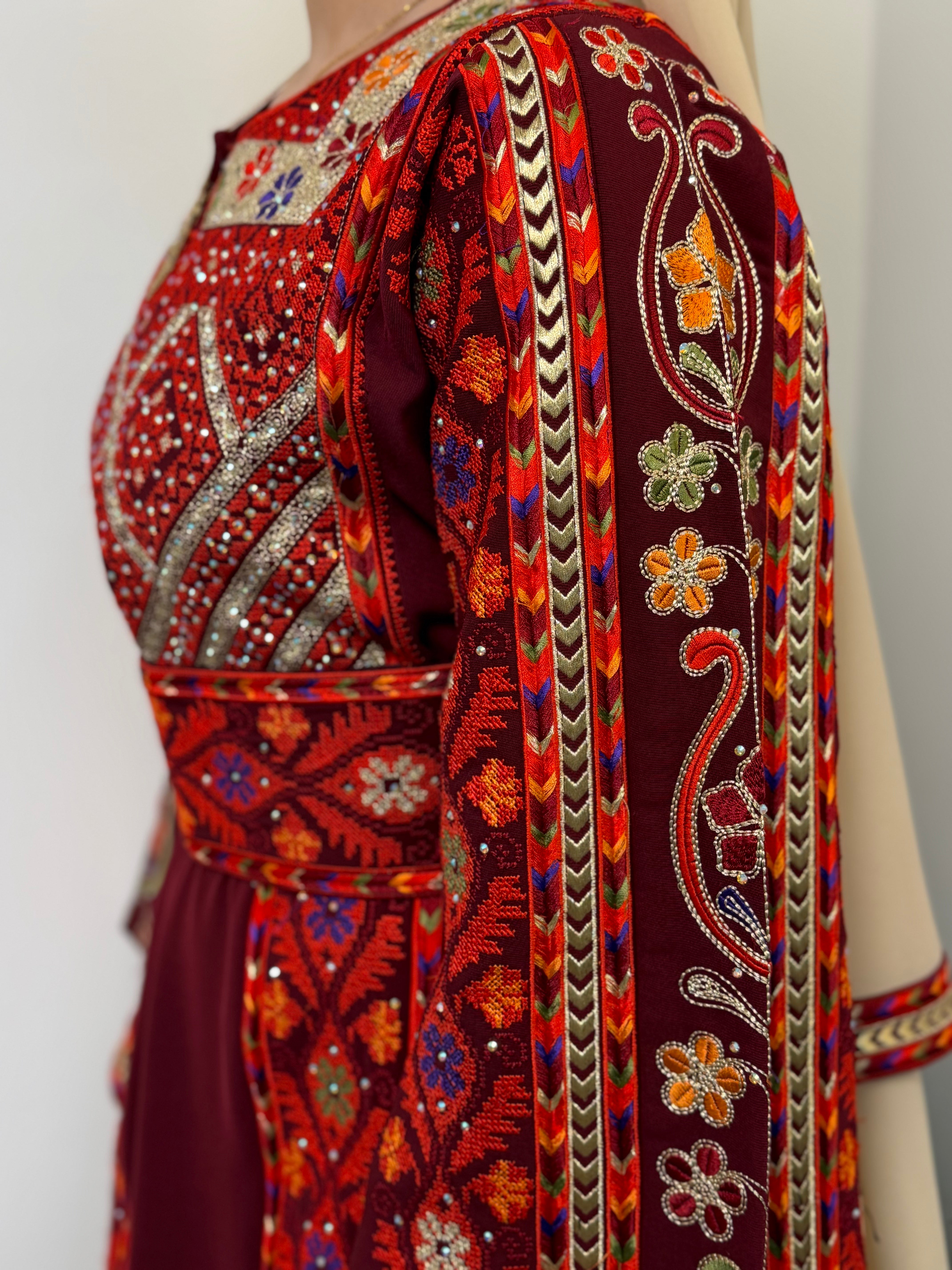 Dania Crimson Embroidered Thobe