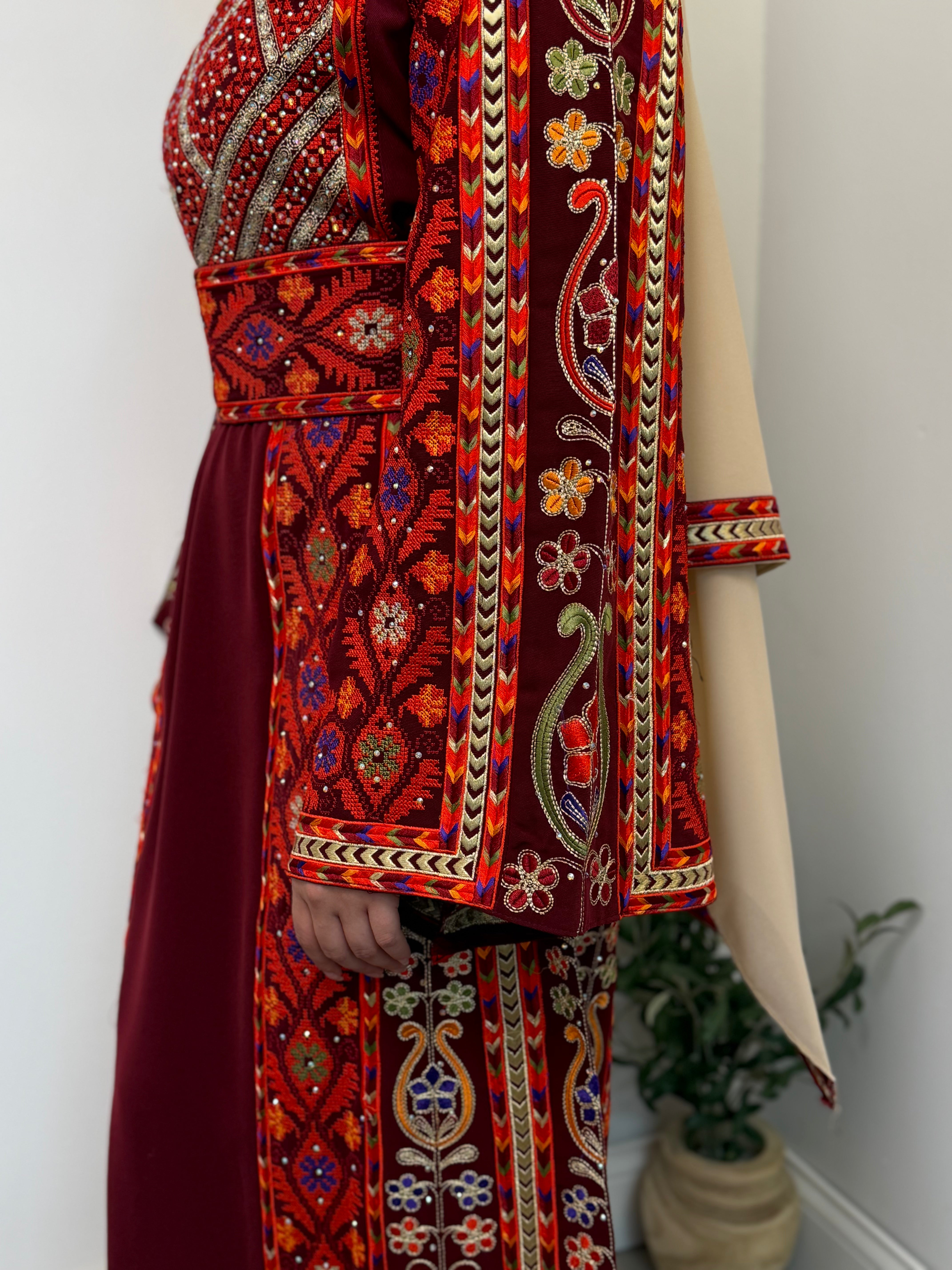 Dania Crimson Embroidered Thobe