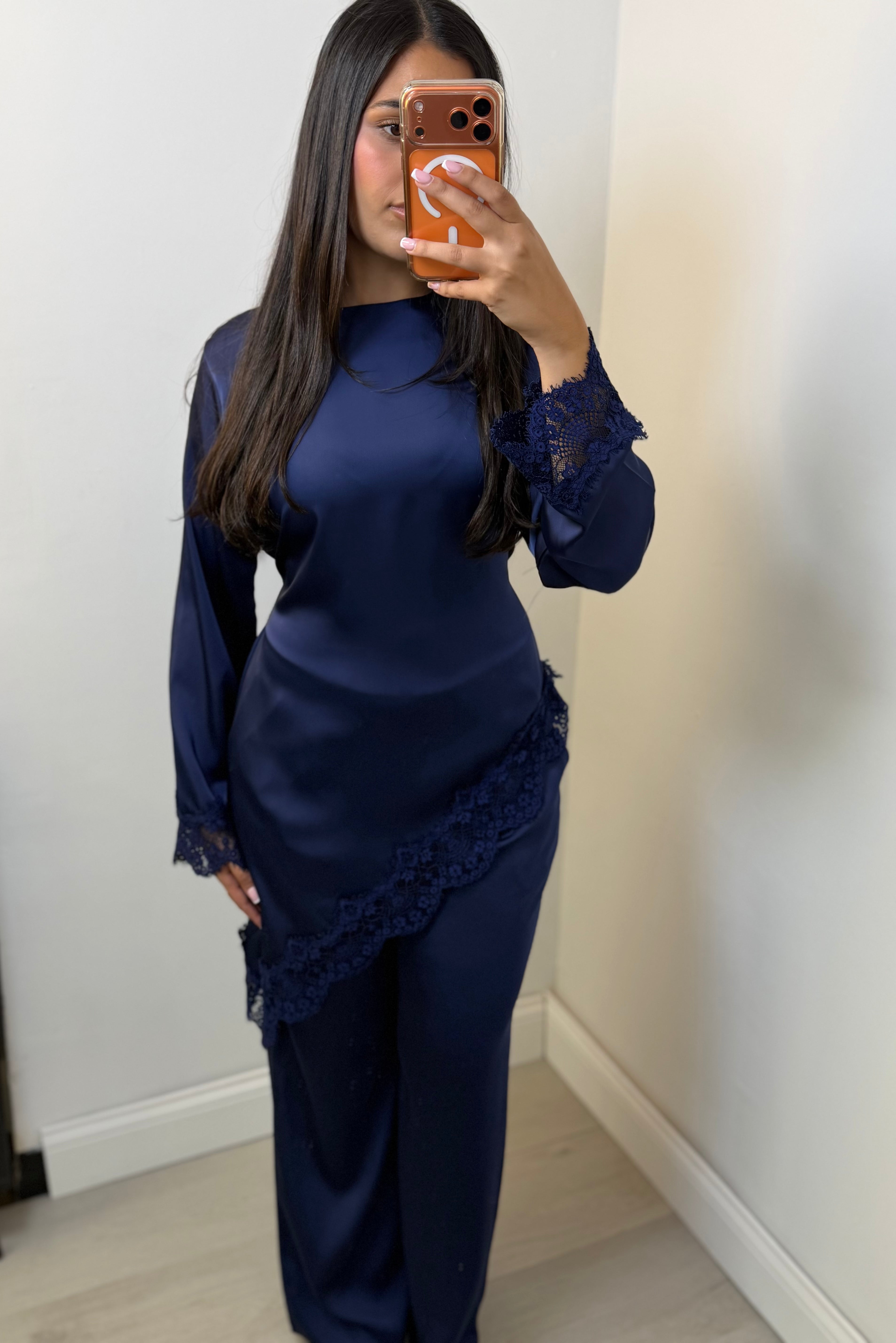 Lace Trim Satin Co-Ord Set