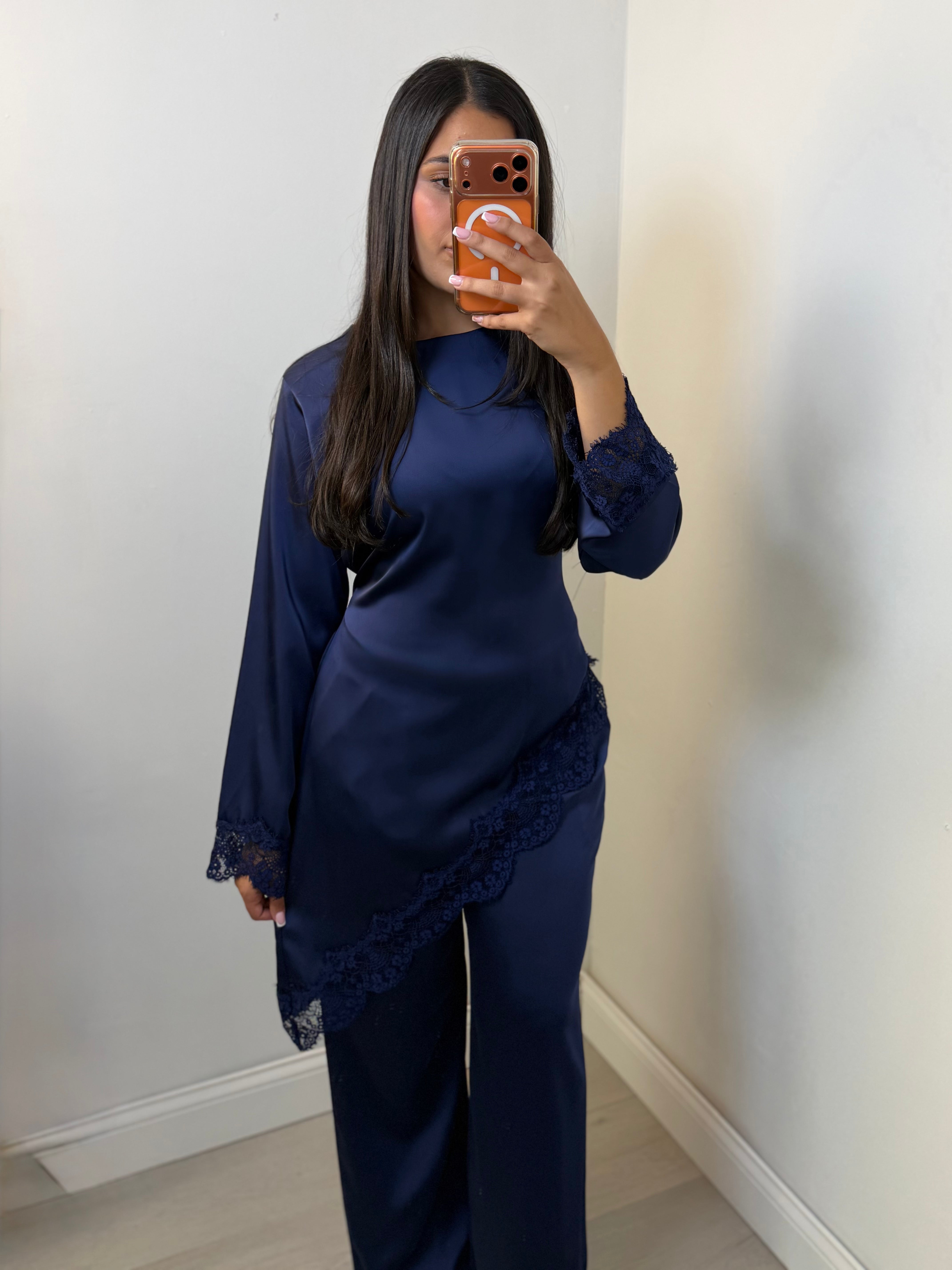 Lace Trim Satin Co-Ord Set