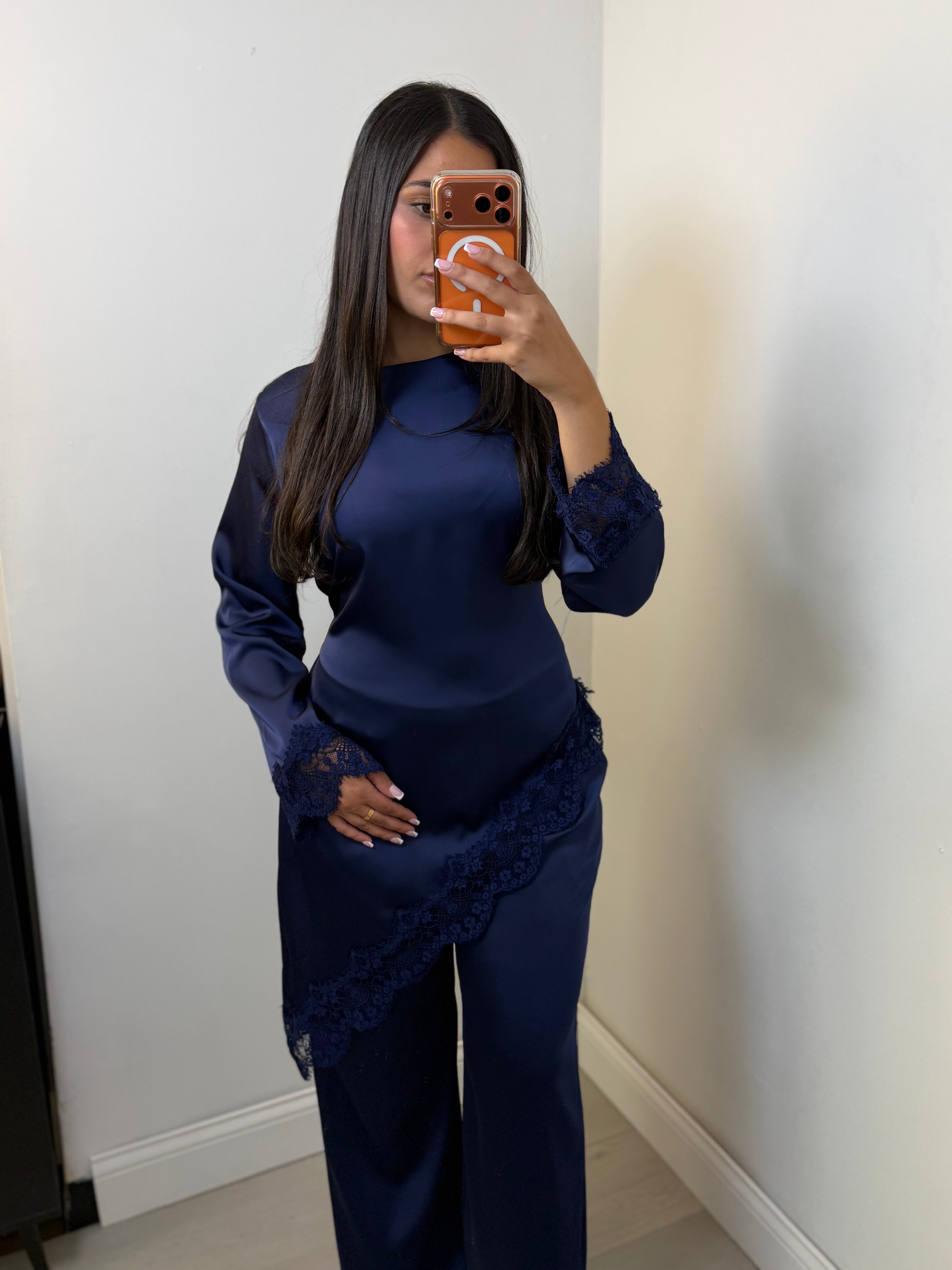 Lace Trim Satin Co-Ord Set