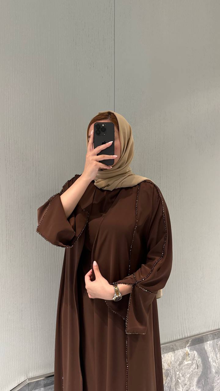 Lana Abaya Set in Black - front close-up