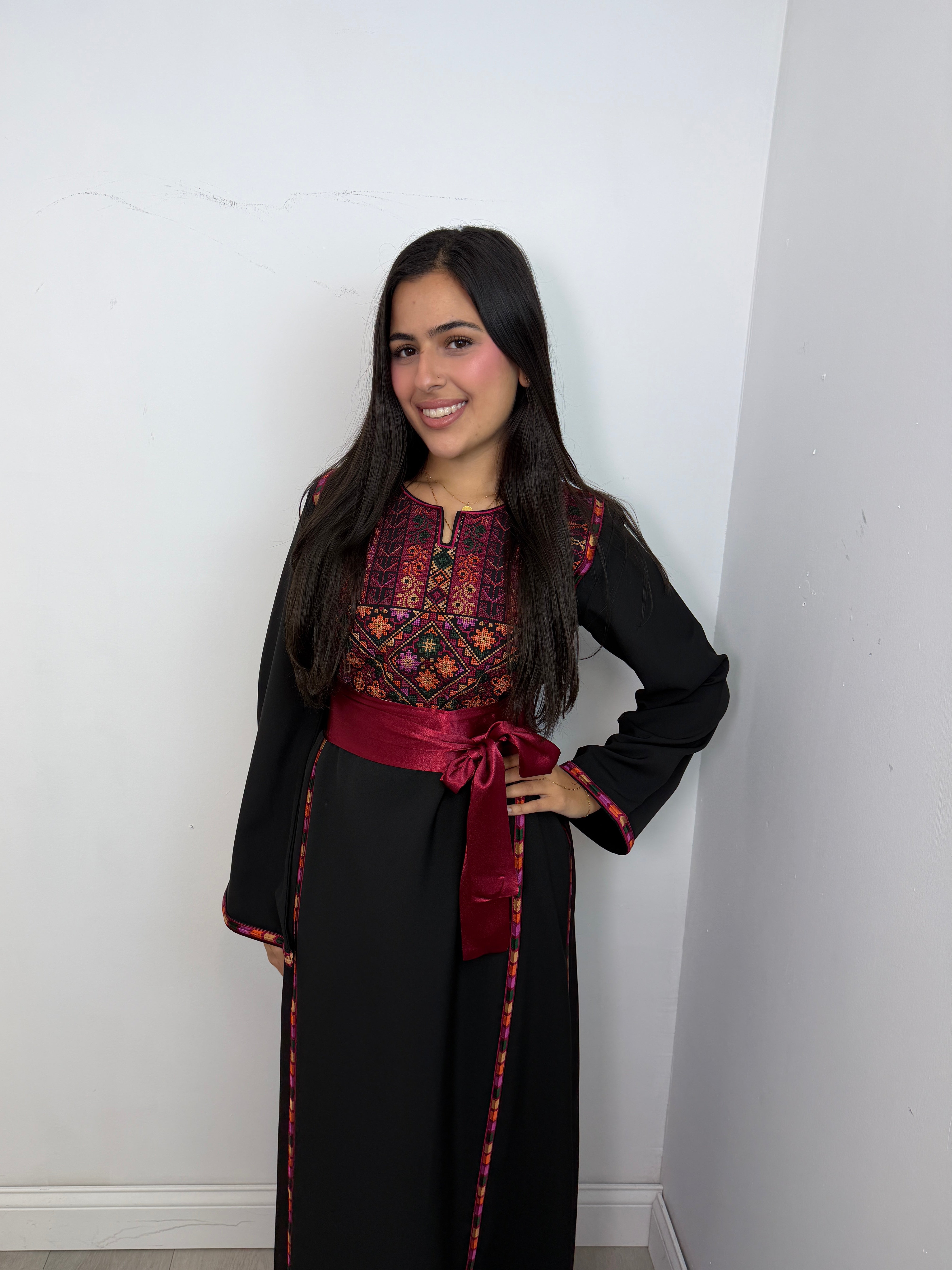 Falasteen Thobe Dress II in Black - full length