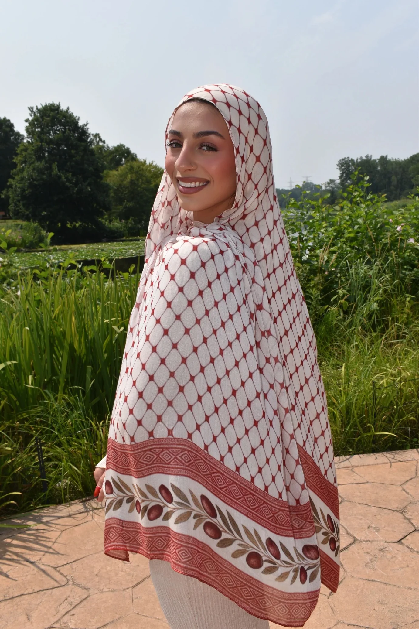Printed Modal- Crimson Kufiyyah