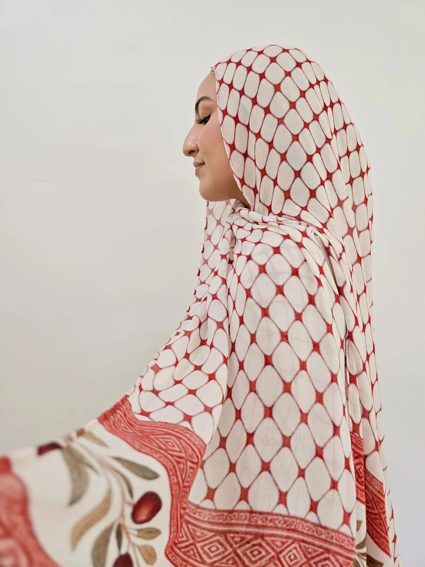 Printed Modal- Crimson Kufiyyah