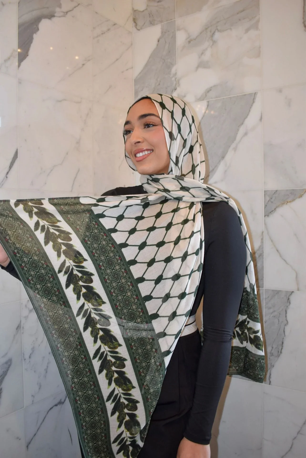 Printed Modal- Olive Kufiyyah