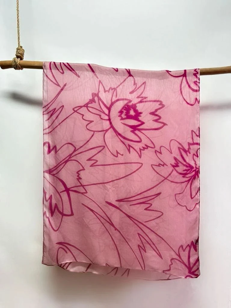 Printed Modal- Pink Silhouette