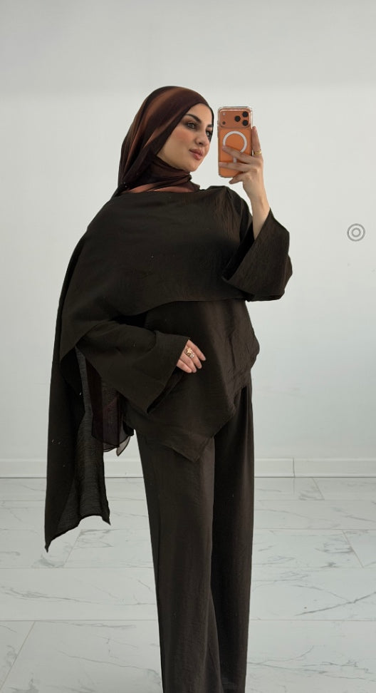 Drape Co-ord set Brown