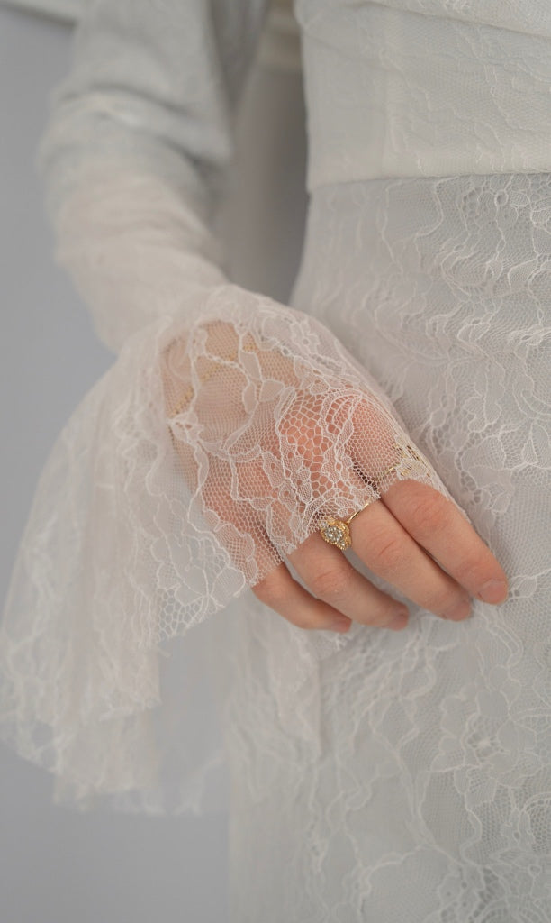 Lace Evening Gown White